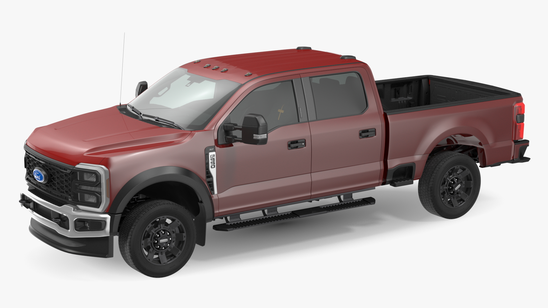 Red Pickup Ford Super Duty F550 Simple Interior 3D