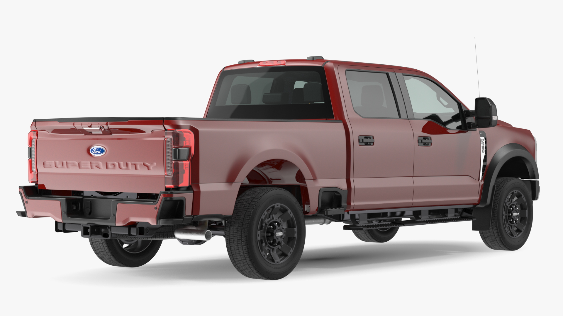 Red Pickup Ford Super Duty F550 Simple Interior 3D