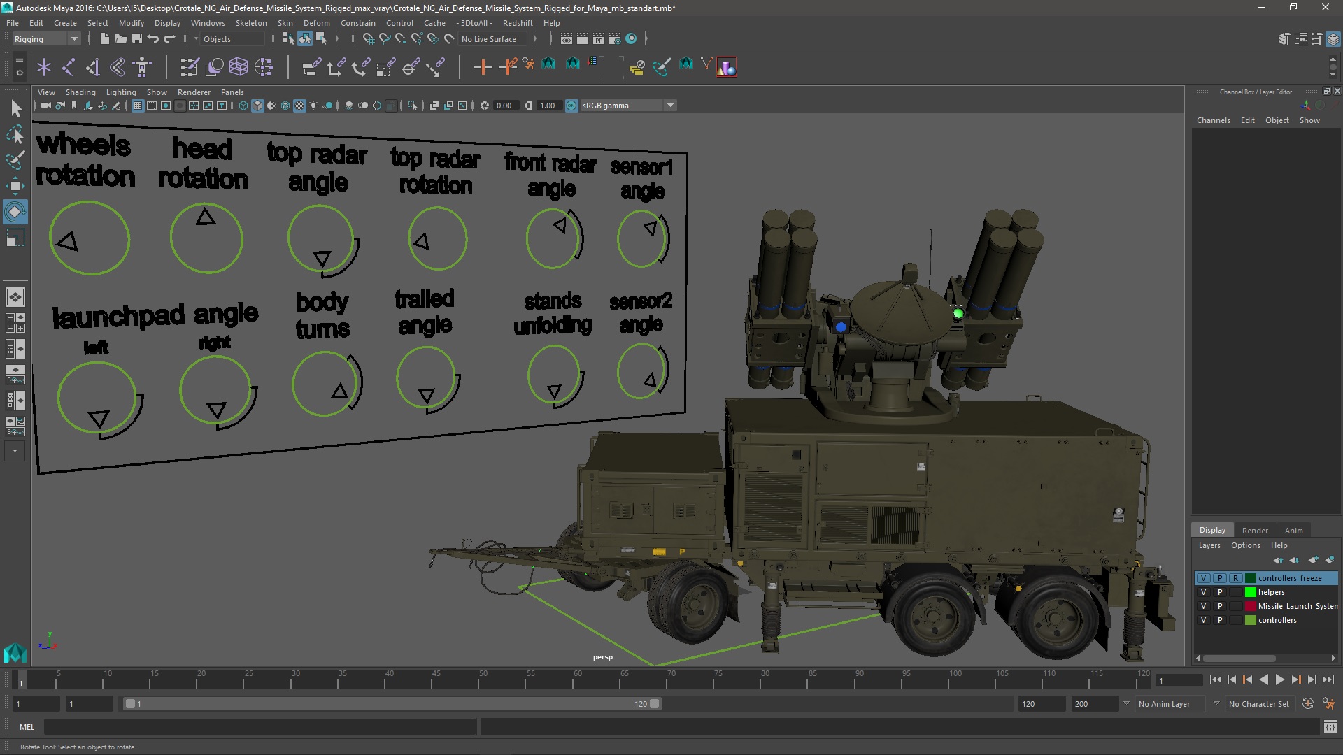 3D Crotale NG Air Defense Missile System Rigged for Maya model