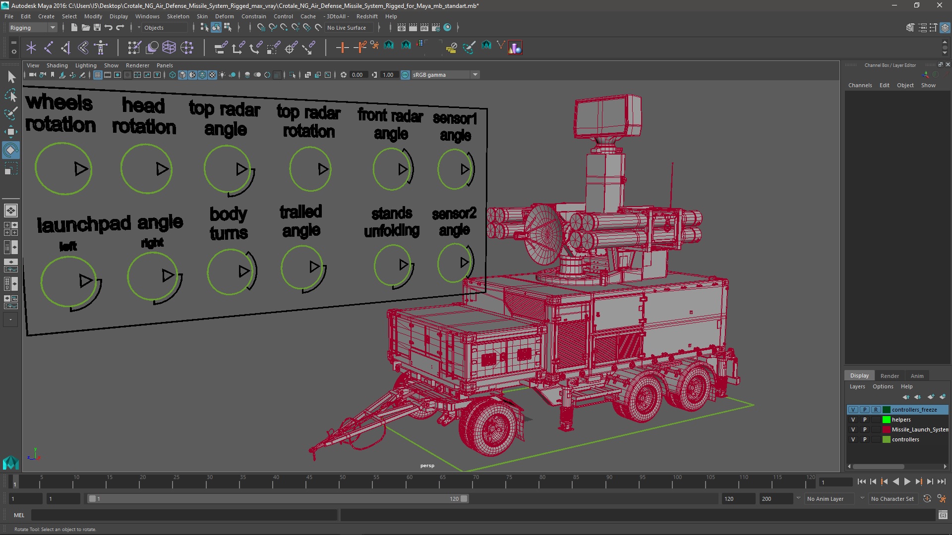 3D Crotale NG Air Defense Missile System Rigged for Maya model
