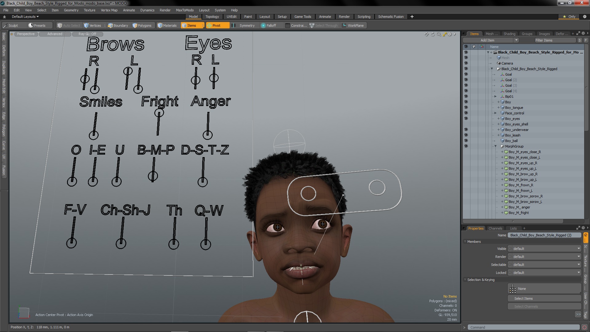 3D Black Child Boy Beach Style Rigged for Modo model