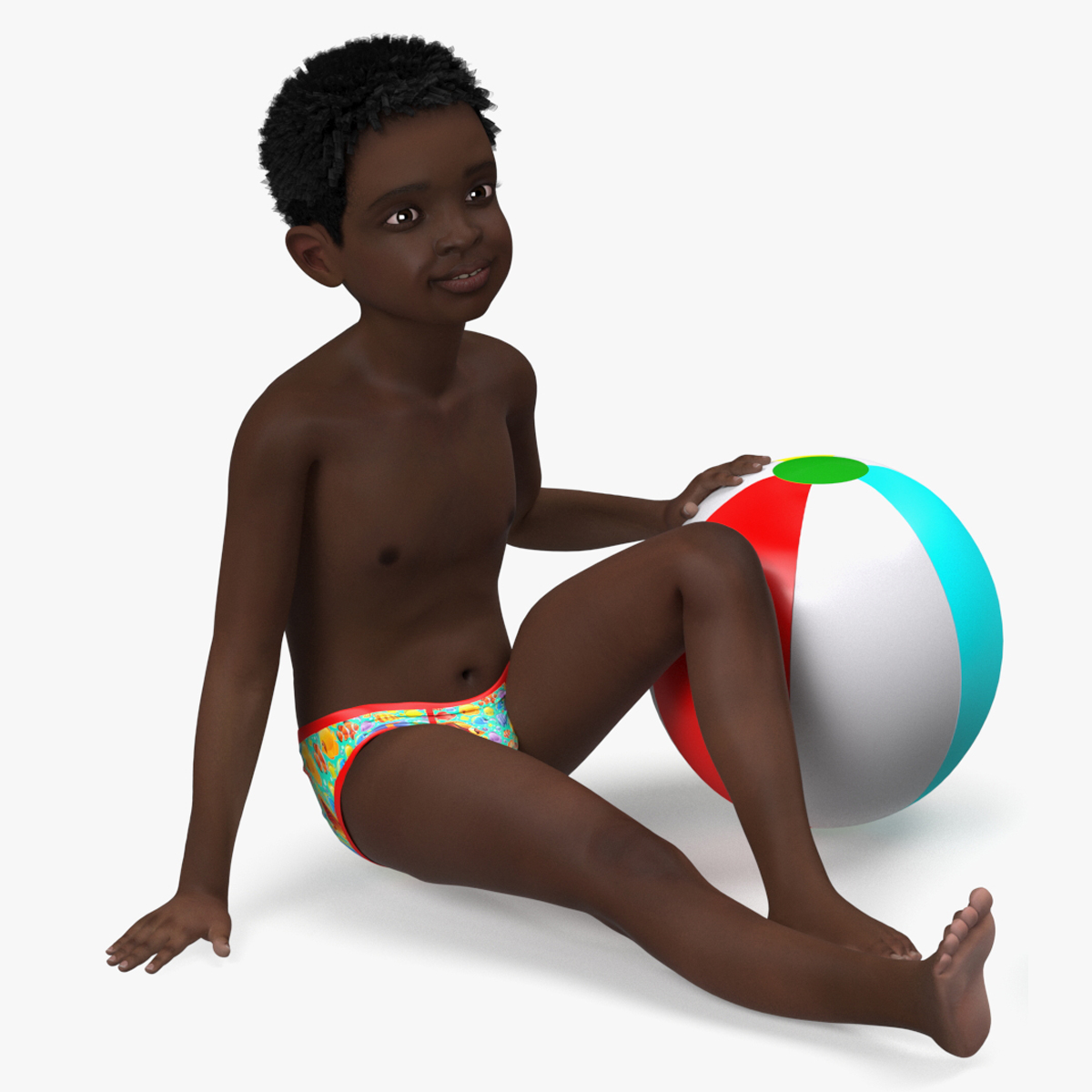 3D Black Child Boy Beach Style Rigged for Modo model