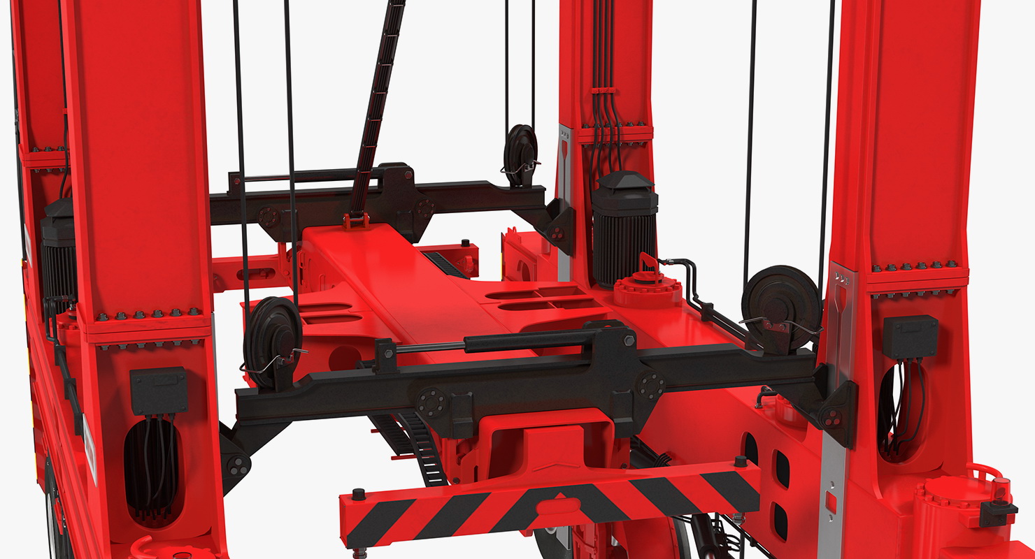 Kalmar AGV Fastcharge Straddle Carrier with 20ft ISO Container Rigged 3D model