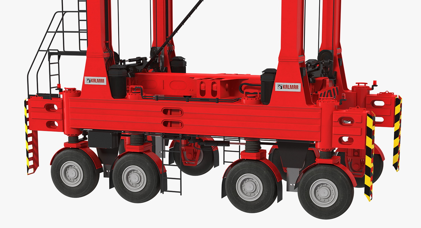 Kalmar AGV Fastcharge Straddle Carrier with 20ft ISO Container Rigged 3D model