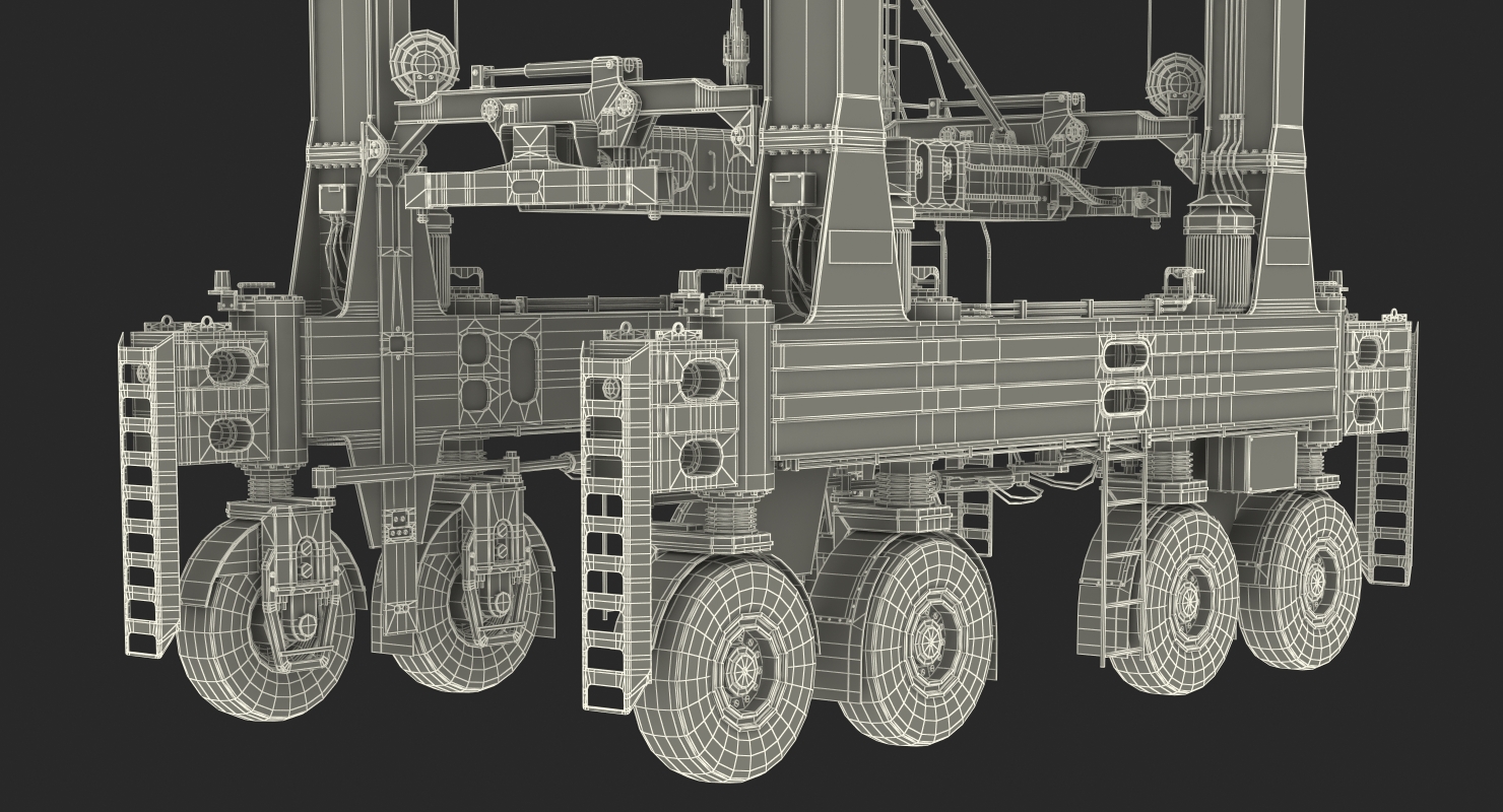 Kalmar AGV Fastcharge Straddle Carrier with 20ft ISO Container Rigged 3D model