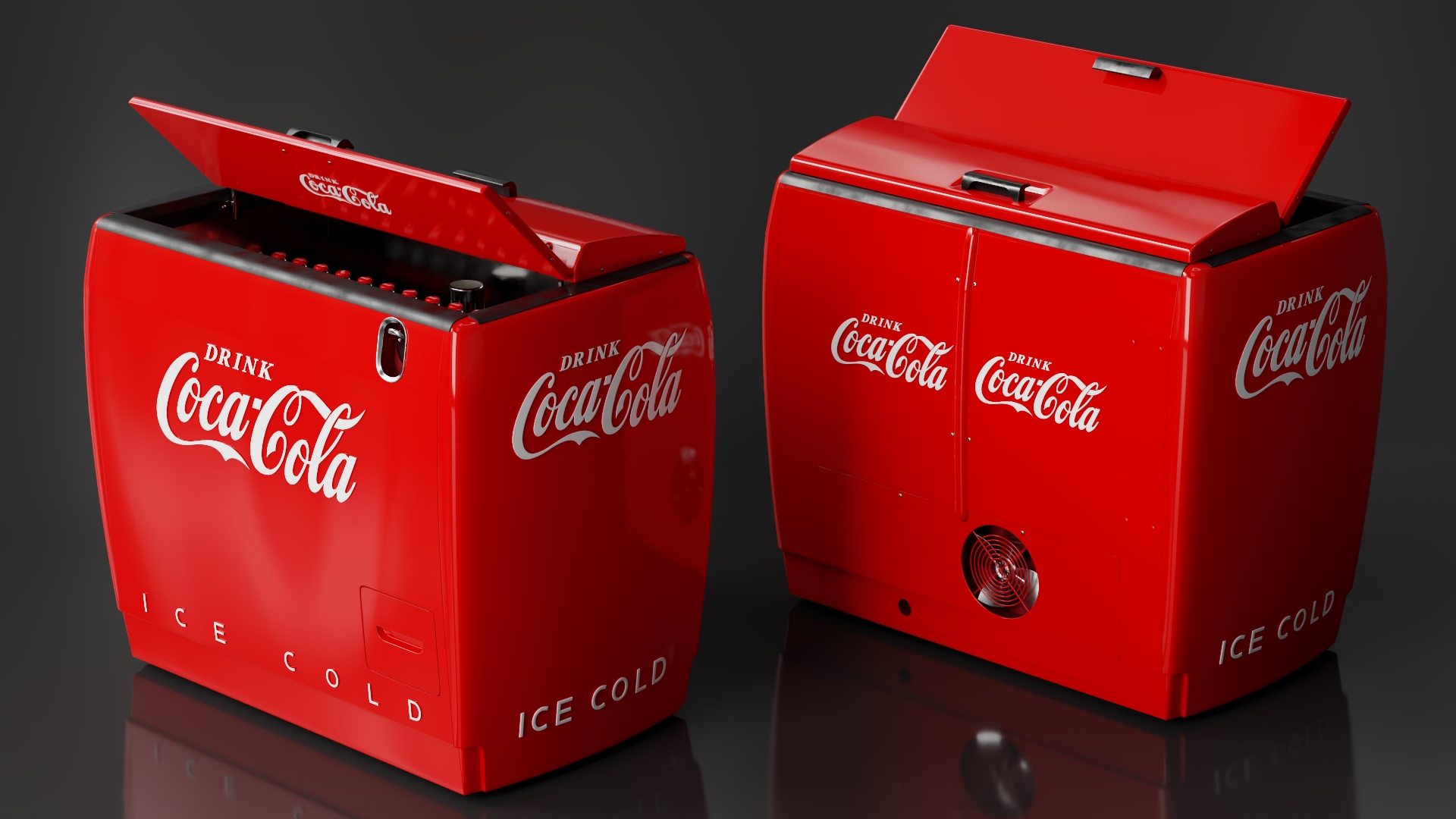 3D Vintage Cooler with Coca Cola Inside