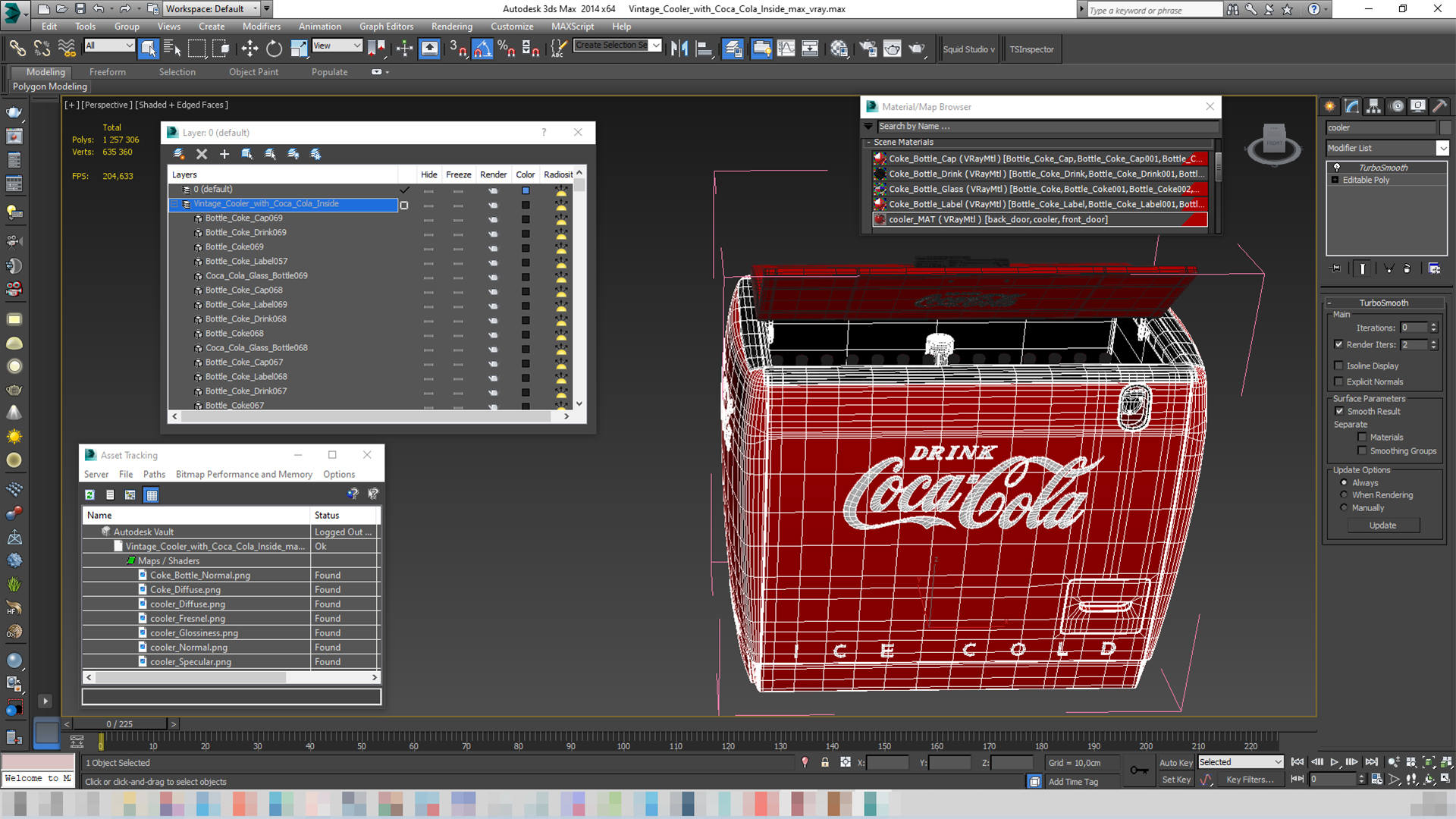 3D Vintage Cooler with Coca Cola Inside