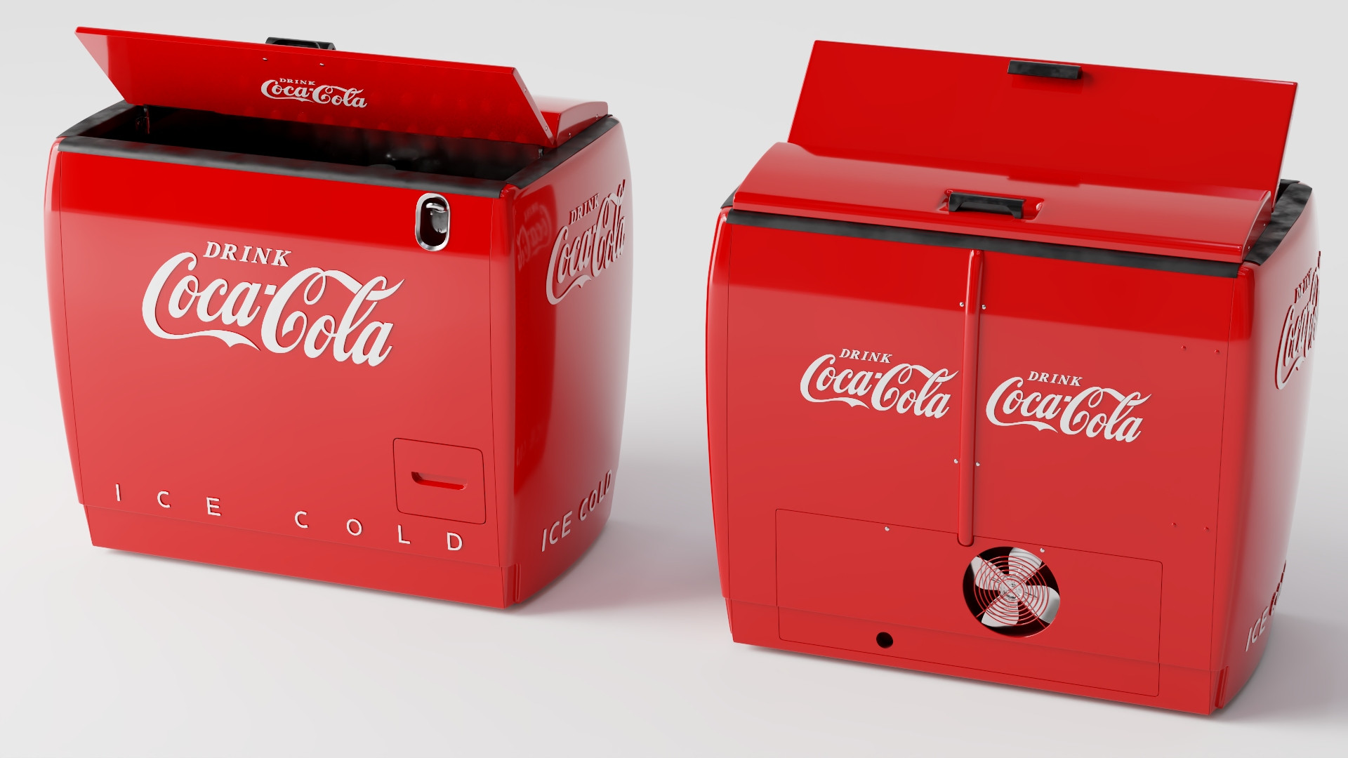 3D Vintage Cooler with Coca Cola Inside