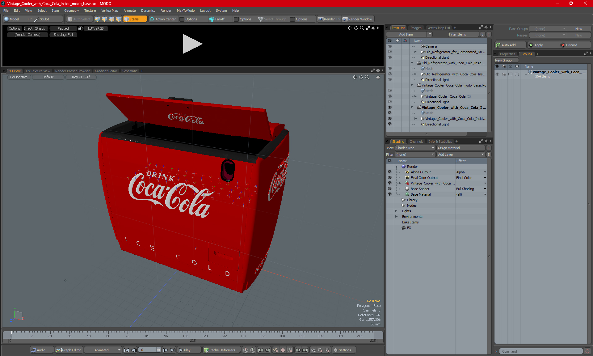 3D Vintage Cooler with Coca Cola Inside