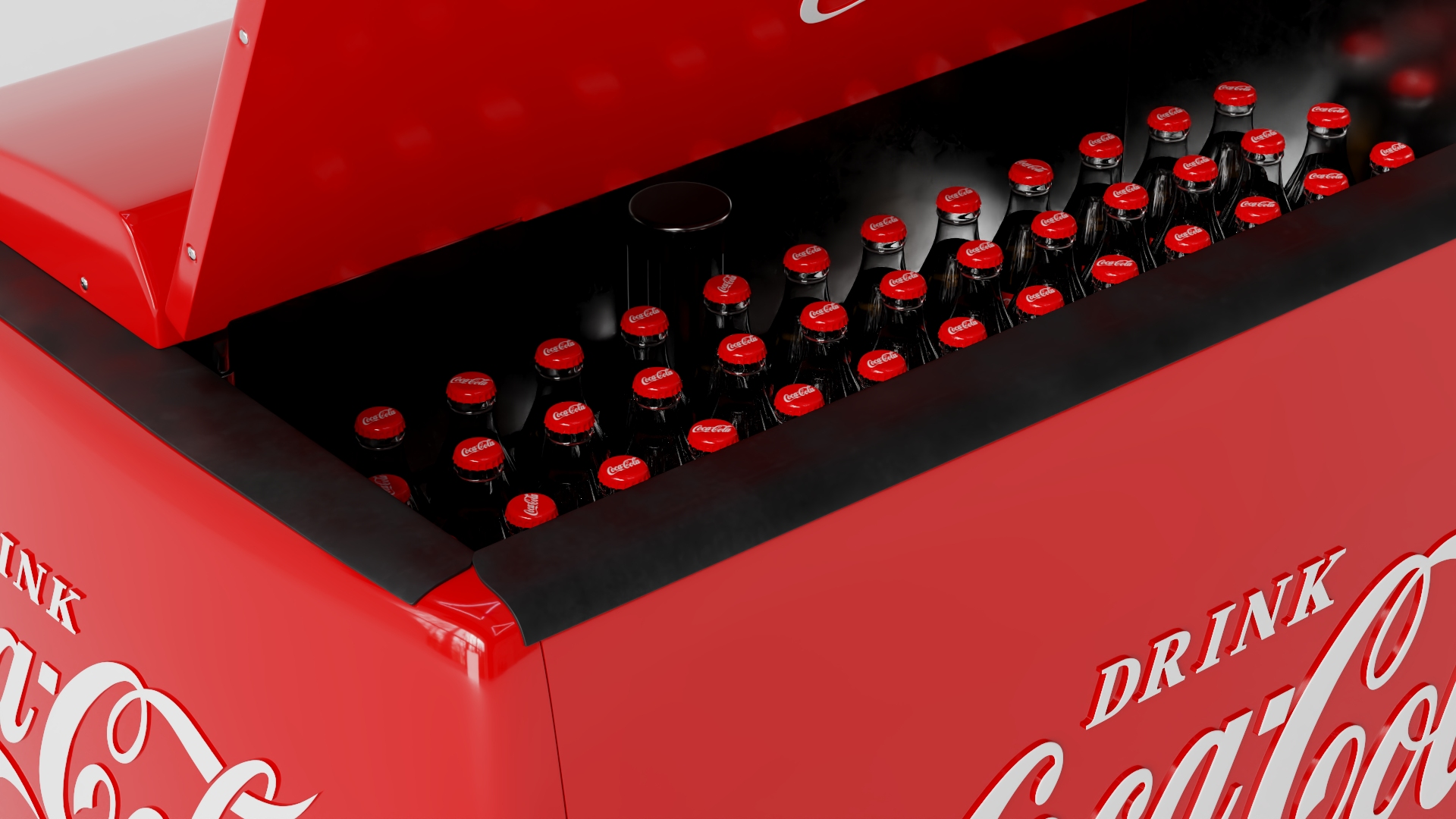 3D Vintage Cooler with Coca Cola Inside