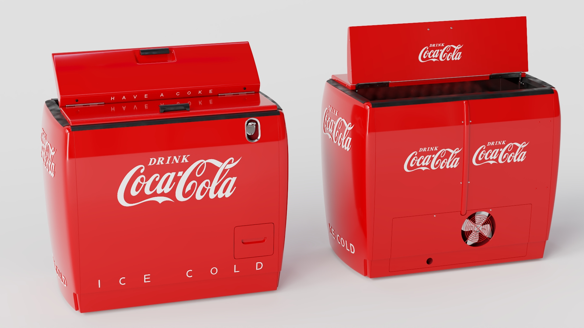 3D Vintage Cooler with Coca Cola Inside