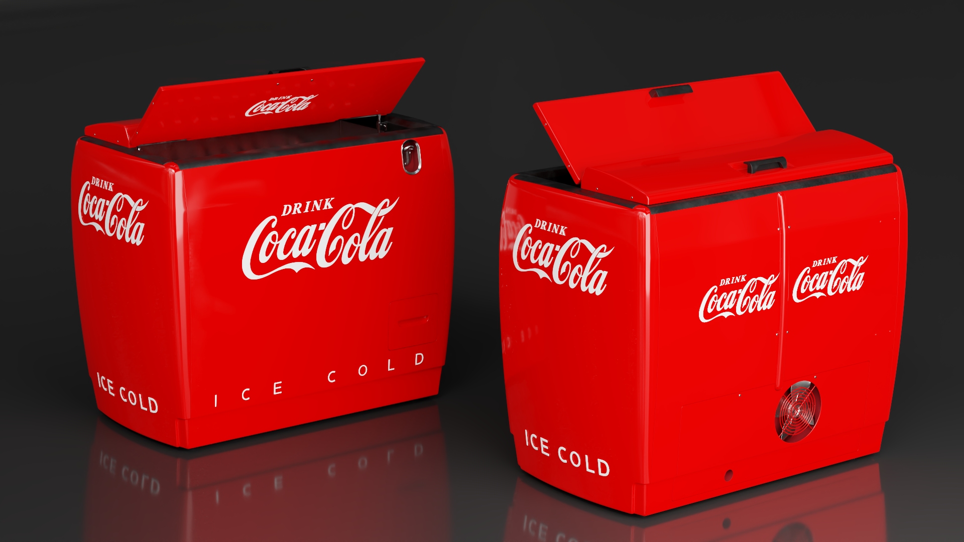 3D Vintage Cooler with Coca Cola Inside