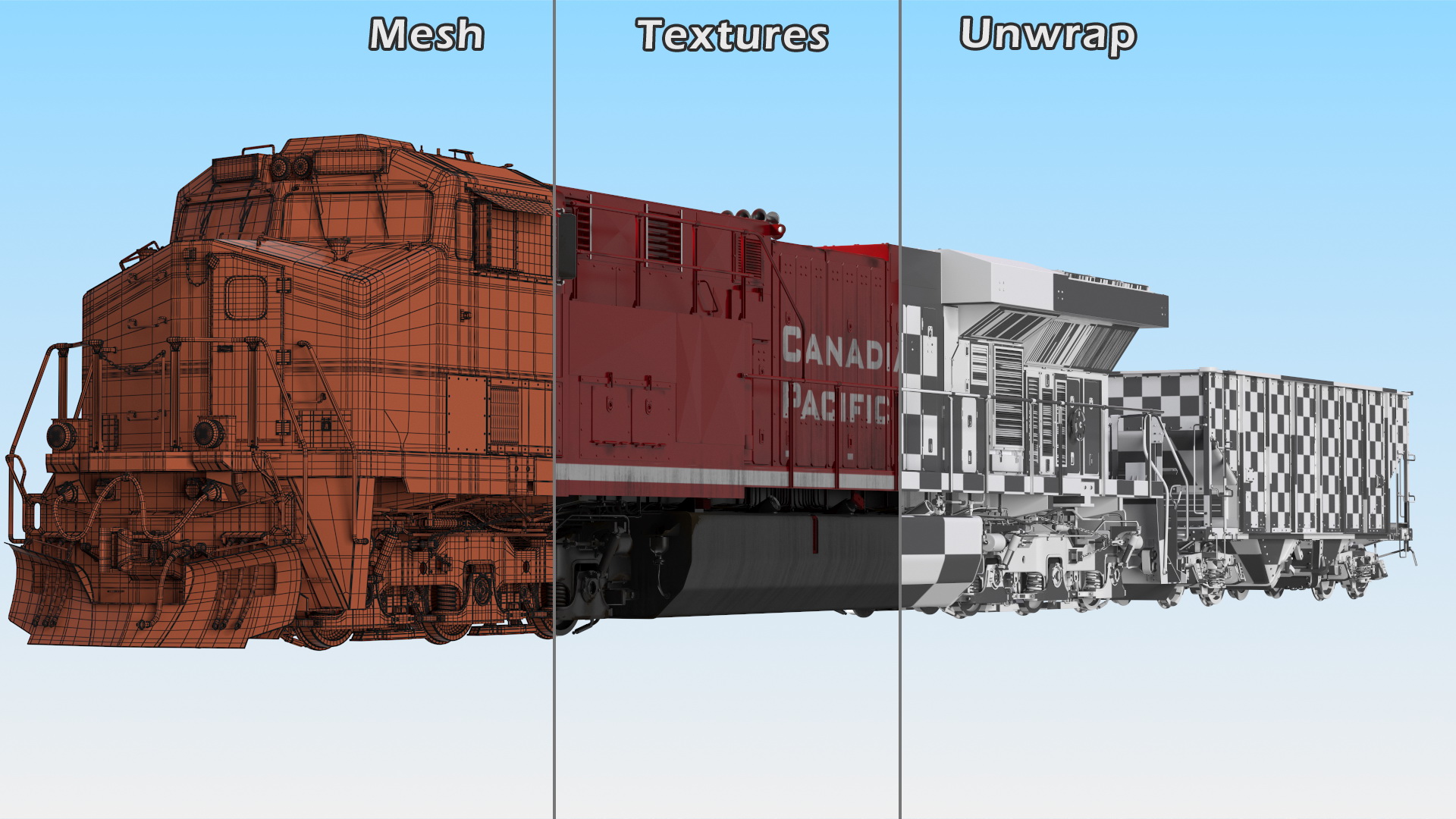 3D Locomotive Canadian Pacific with Hopper Car Generic