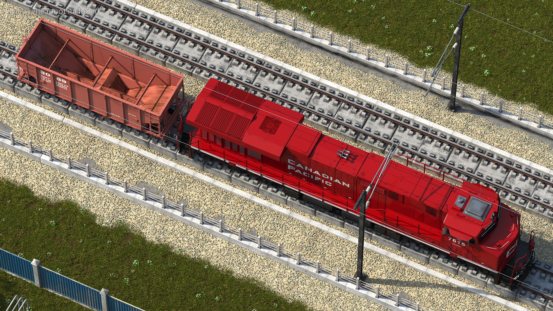 3D Locomotive Canadian Pacific with Hopper Car Generic