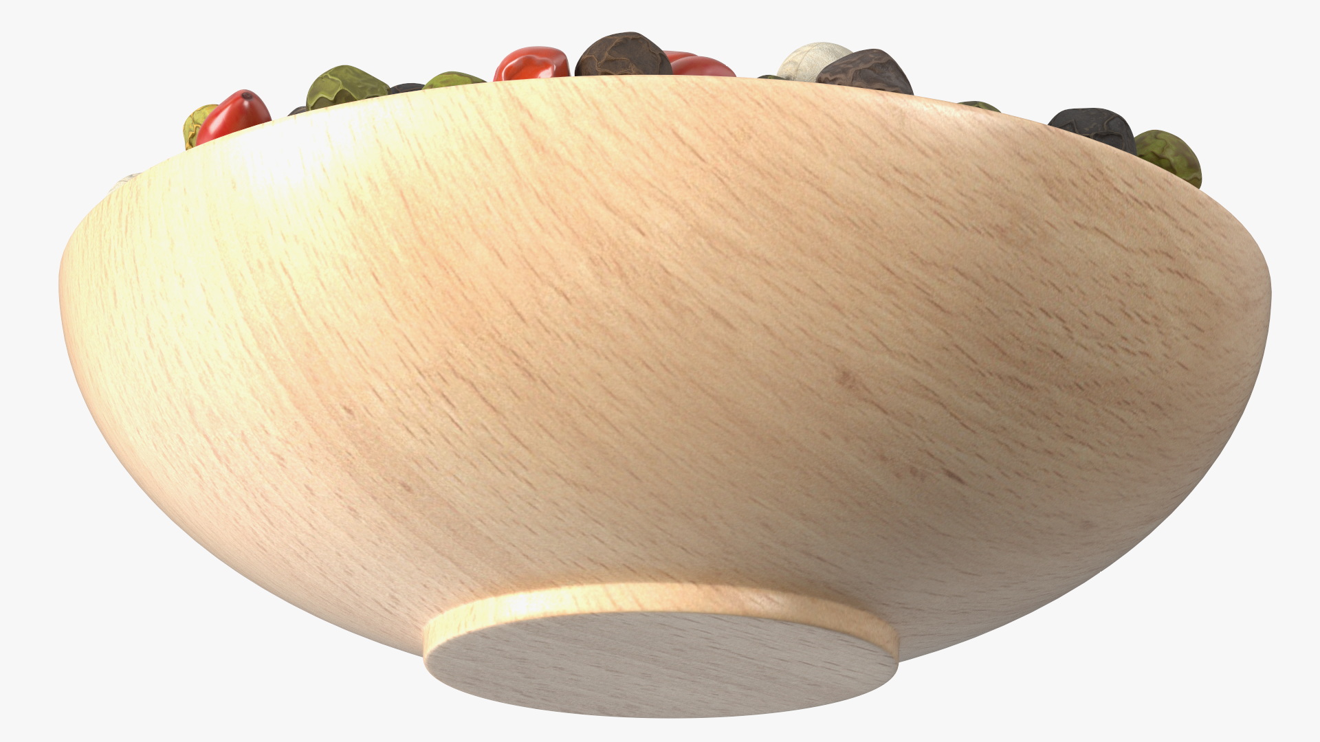 3D Wooden Bowl of Dried Peppercorns Mix