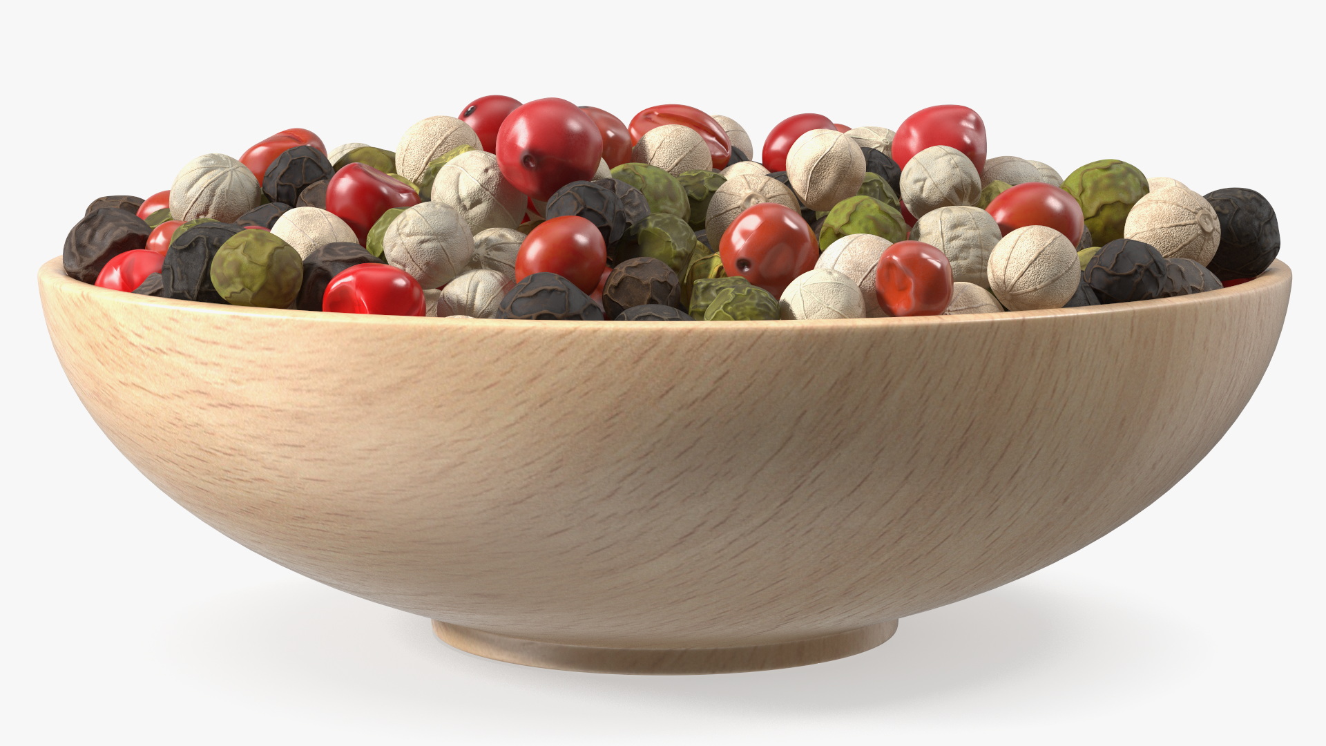 3D Wooden Bowl of Dried Peppercorns Mix