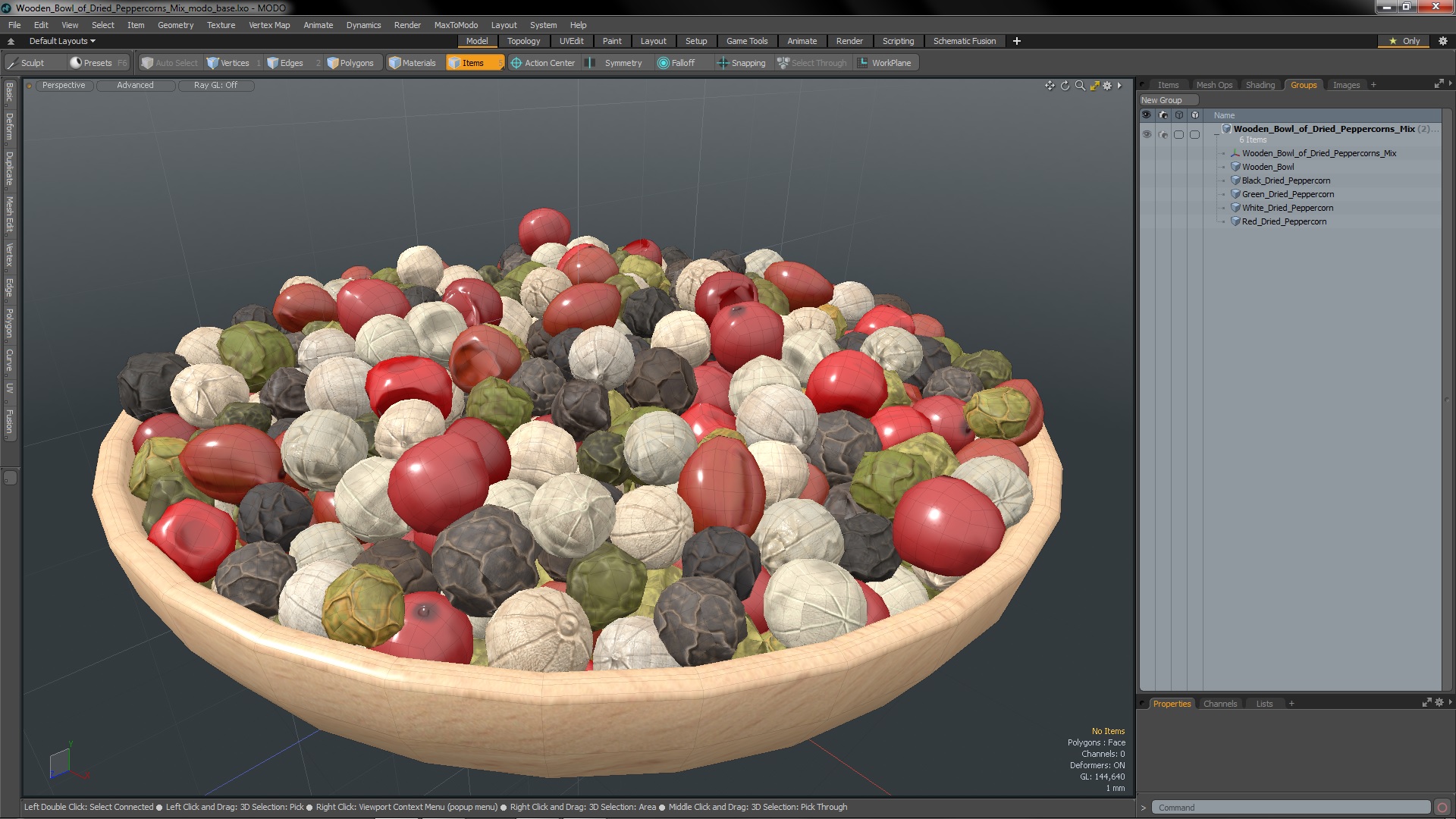 3D Wooden Bowl of Dried Peppercorns Mix