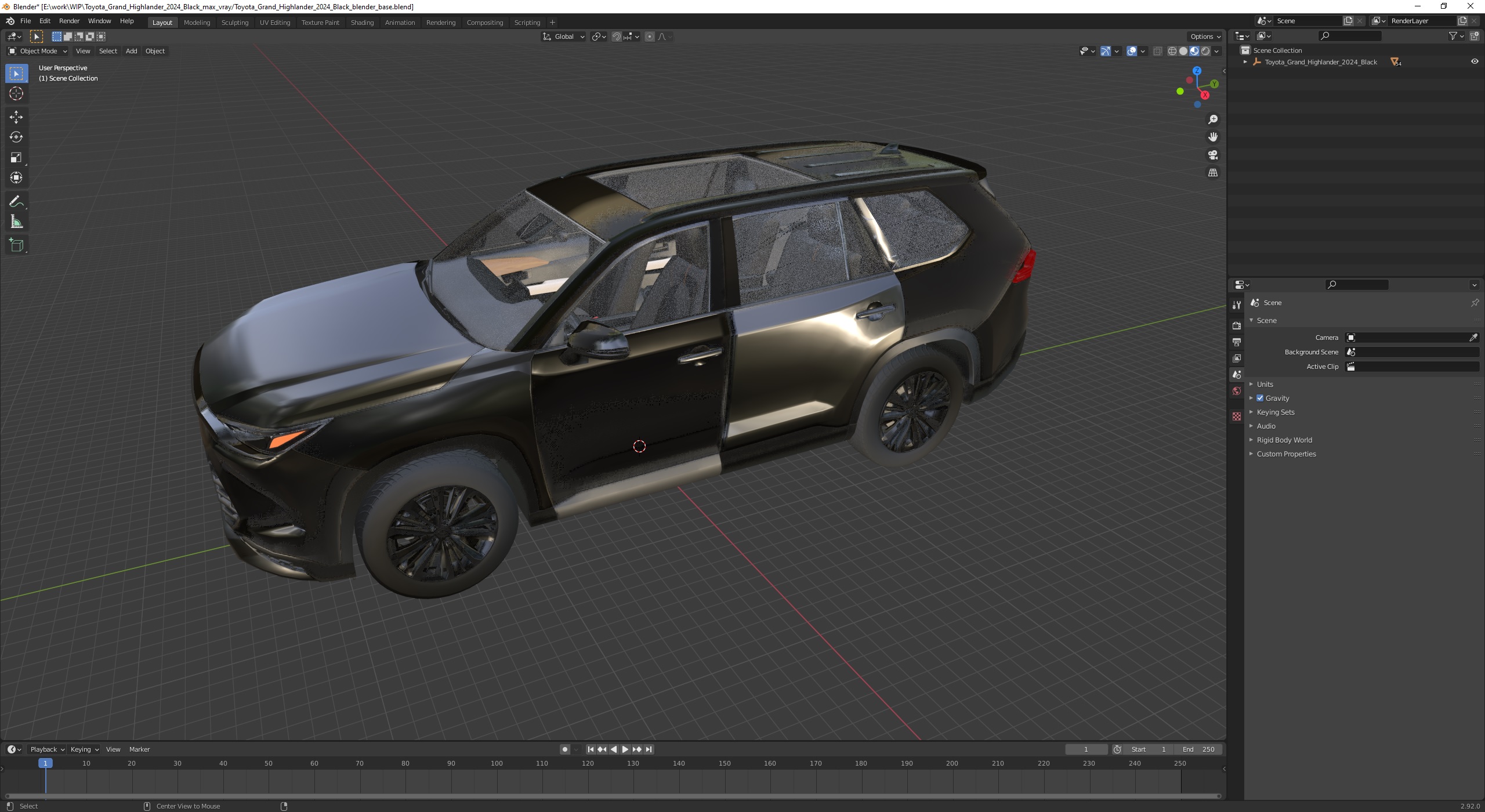 Toyota Grand Highlander 2024 Black 3D model