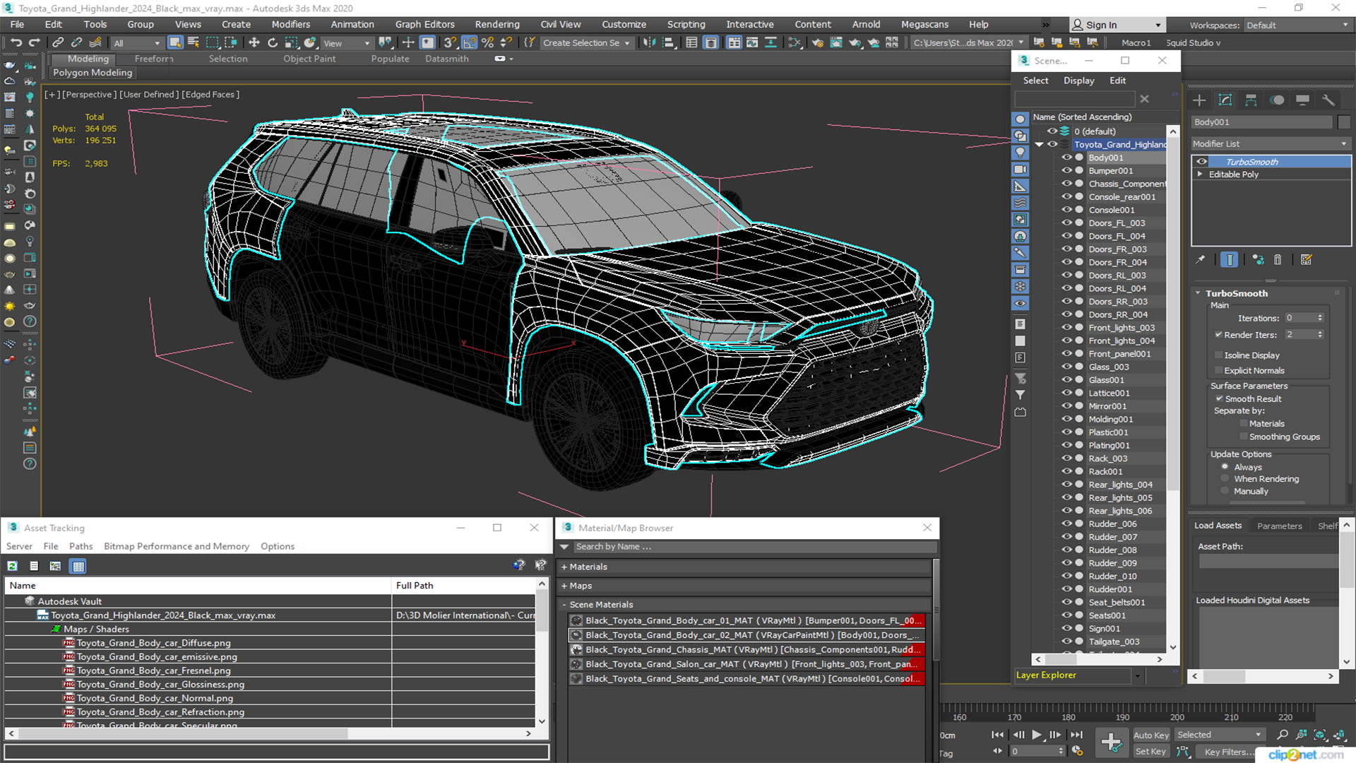 Toyota Grand Highlander 2024 Black 3D model