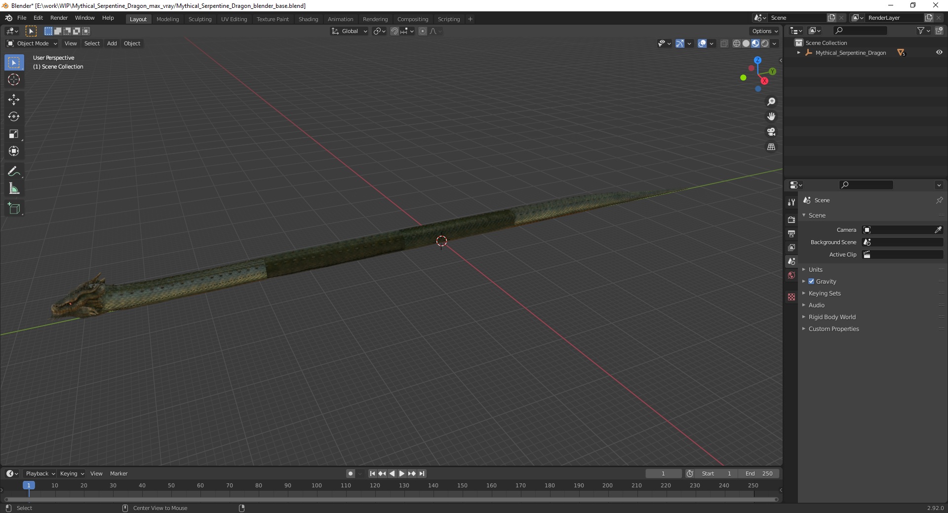 3D Mythical Serpentine Dragon