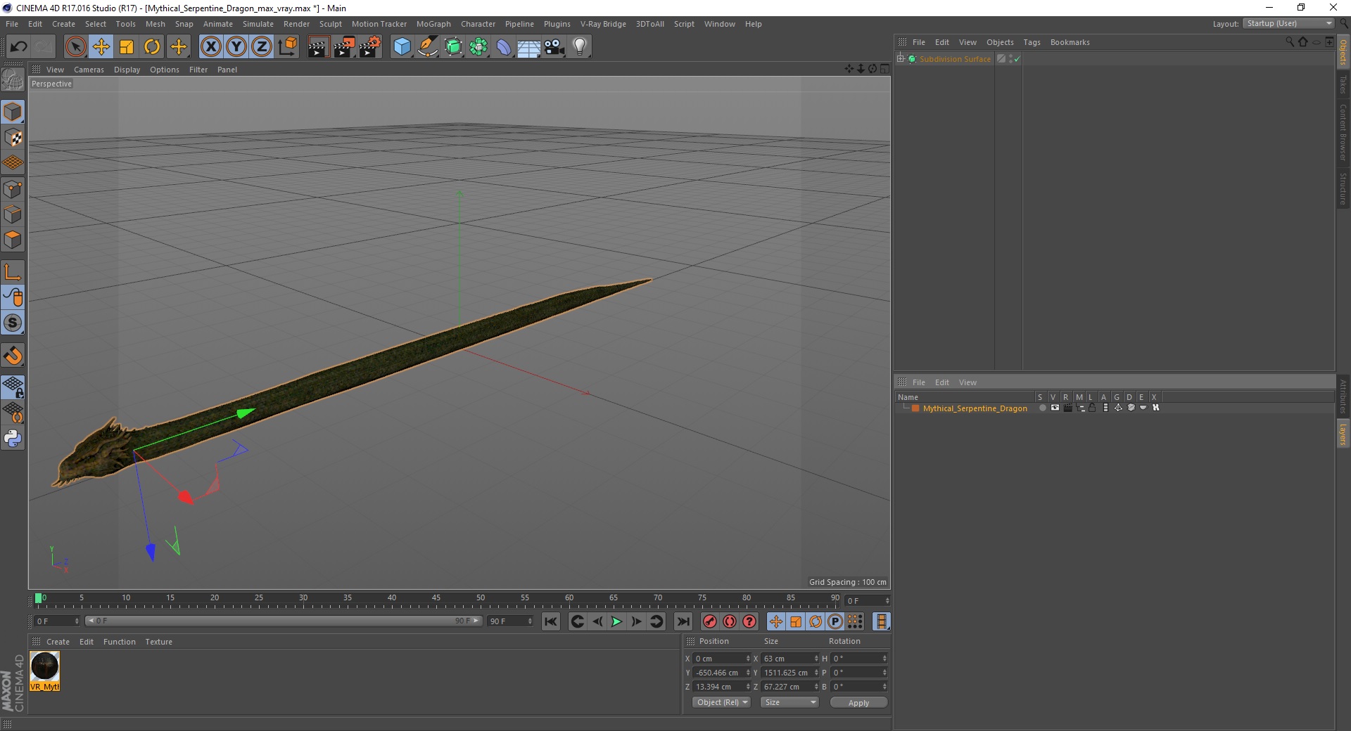 3D Mythical Serpentine Dragon