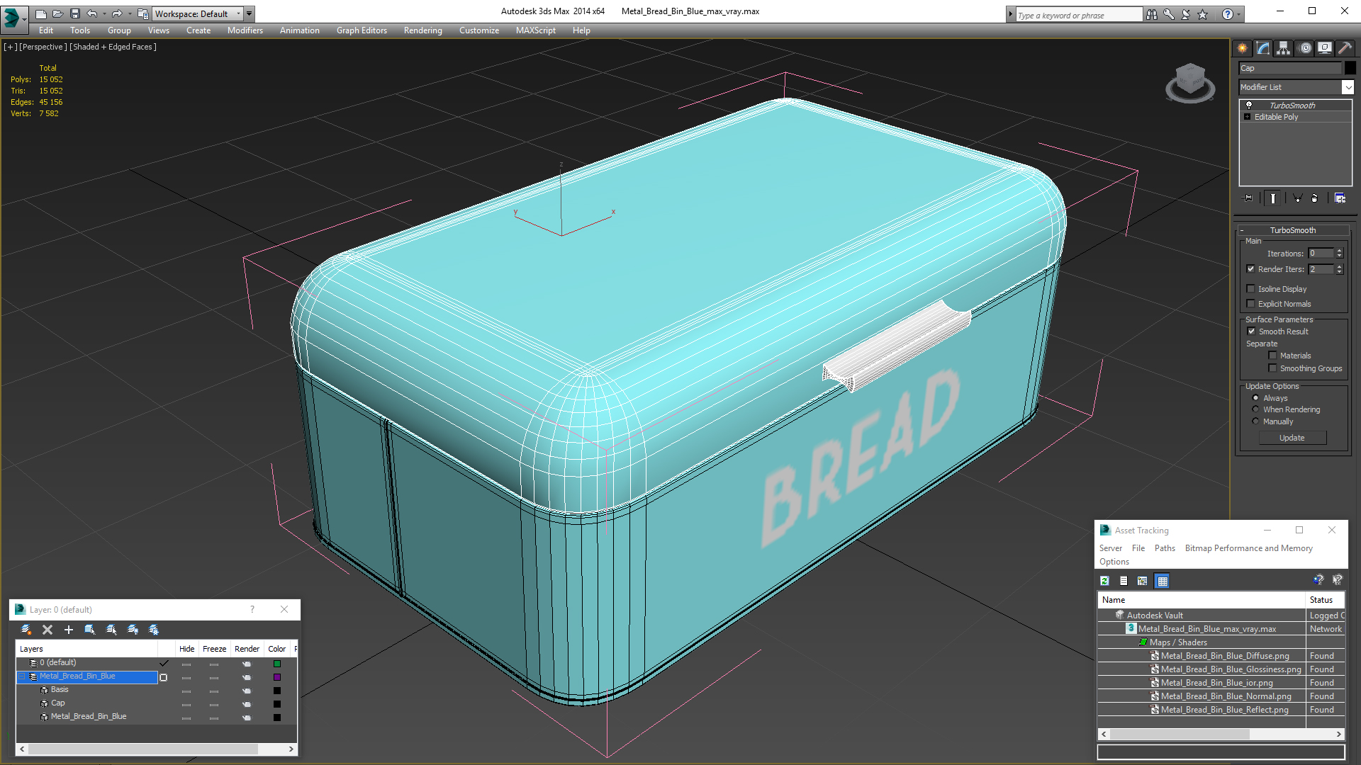 3D model Metal Bread Bin Blue
