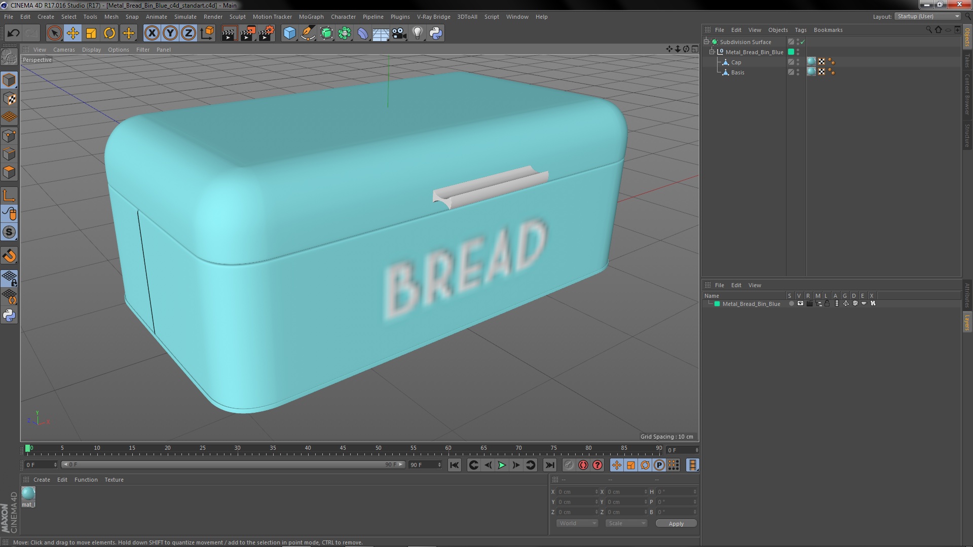 3D model Metal Bread Bin Blue