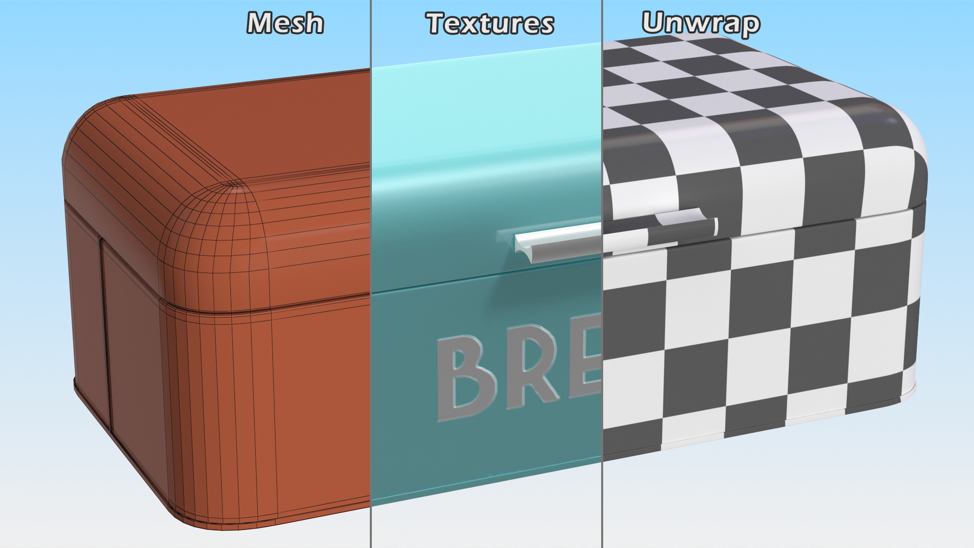 3D model Metal Bread Bin Blue