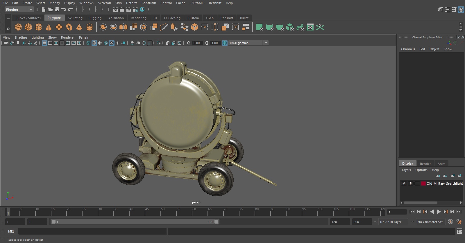 Old Military Searchlight 3D model
