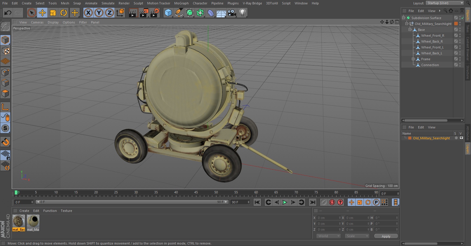 Old Military Searchlight 3D model