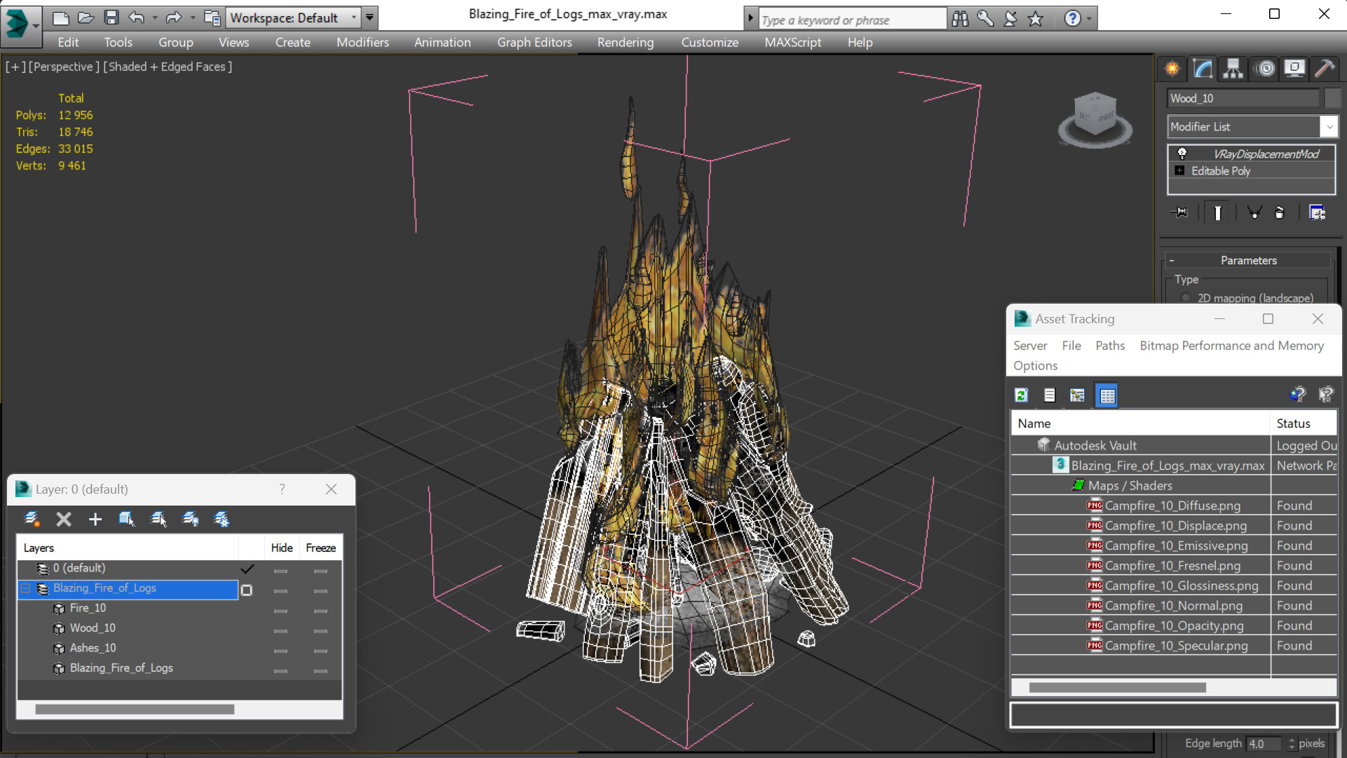 3D model Blazing Fire of Logs