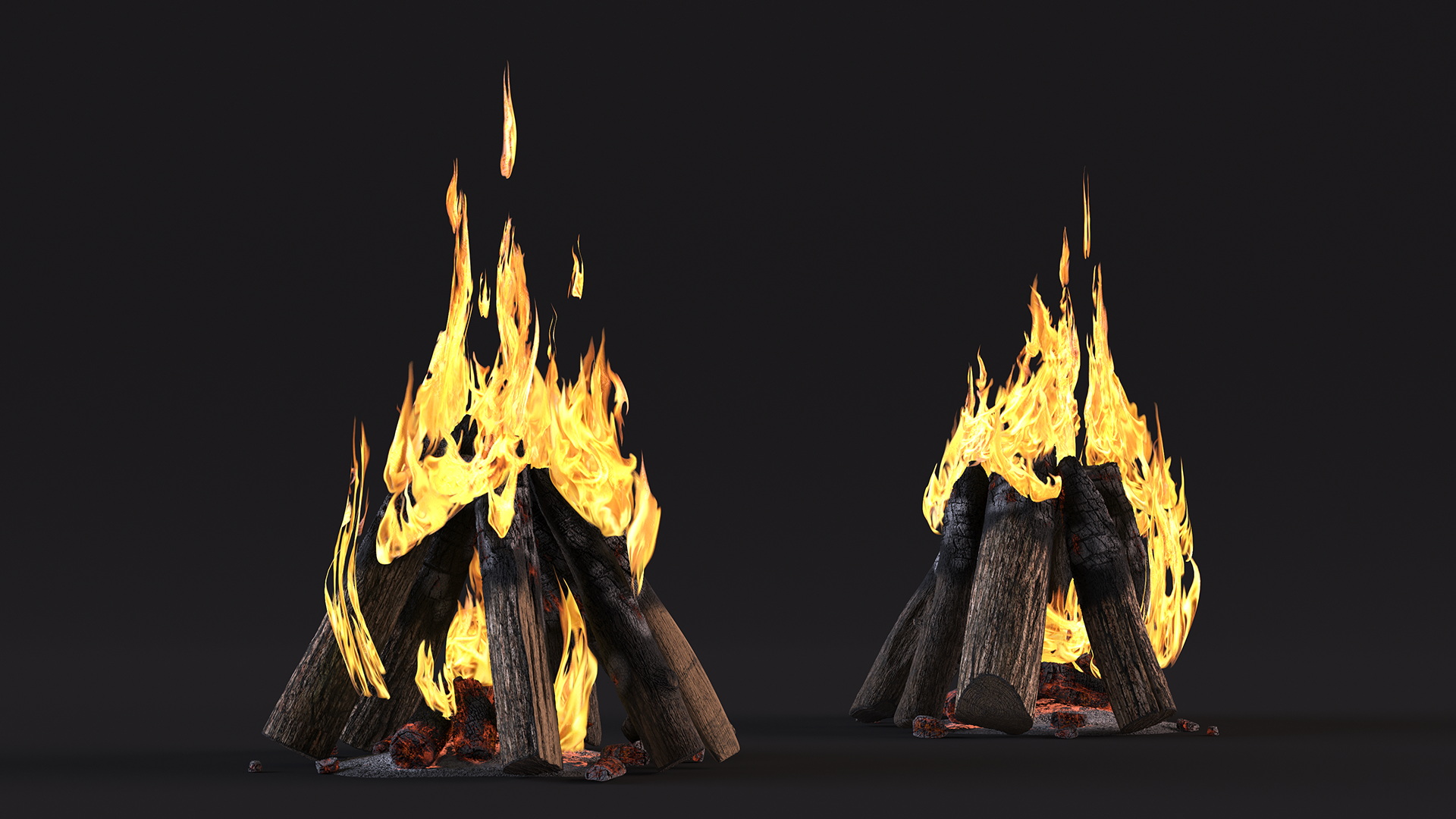 3D model Blazing Fire of Logs