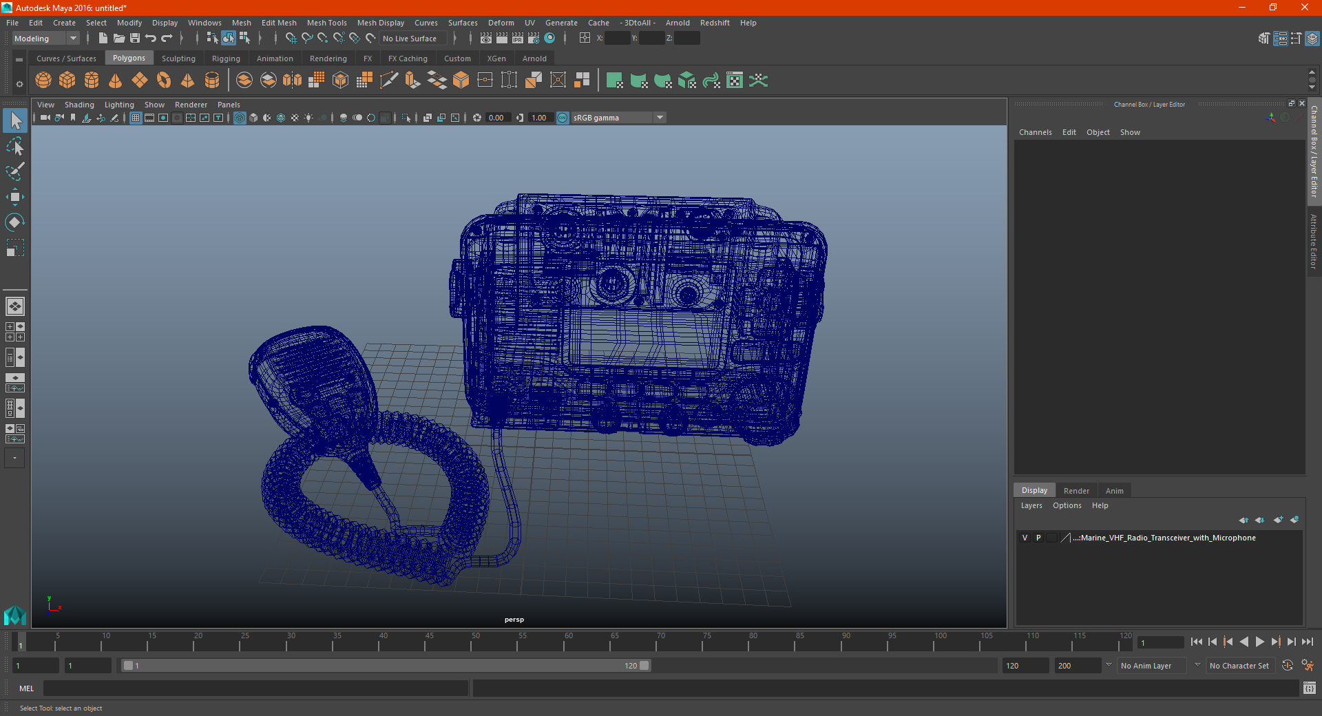 Marine VHF Radio Transceiver with Microphone 3D model