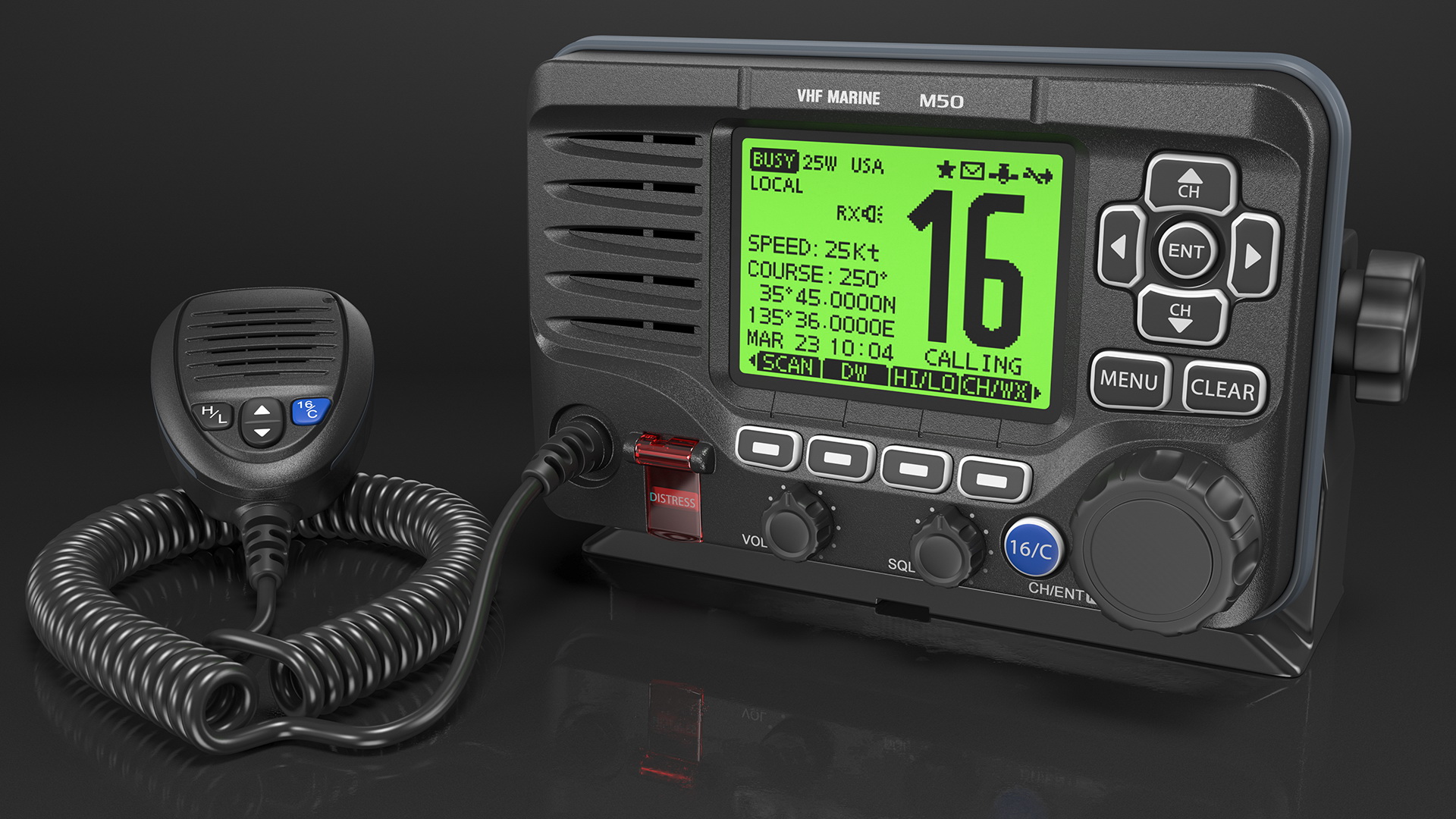 Marine VHF Radio Transceiver with Microphone 3D model