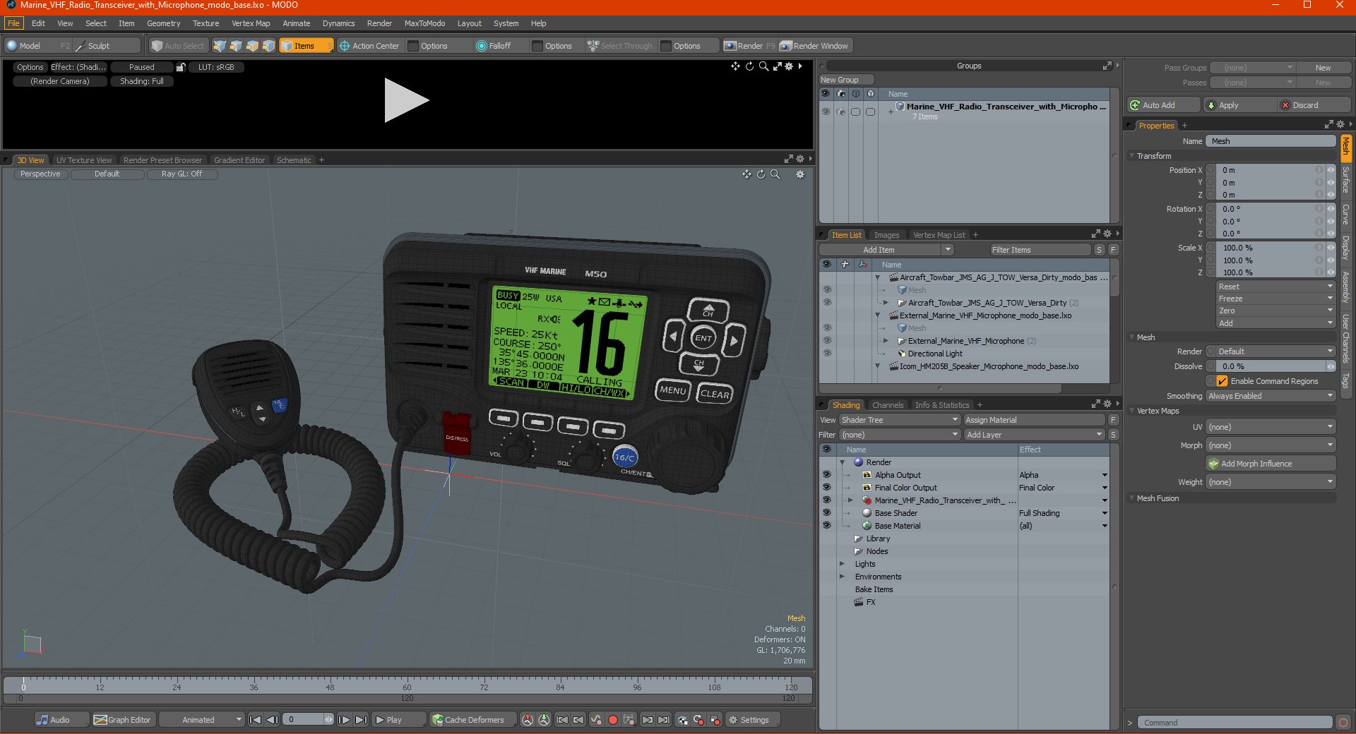 Marine VHF Radio Transceiver with Microphone 3D model