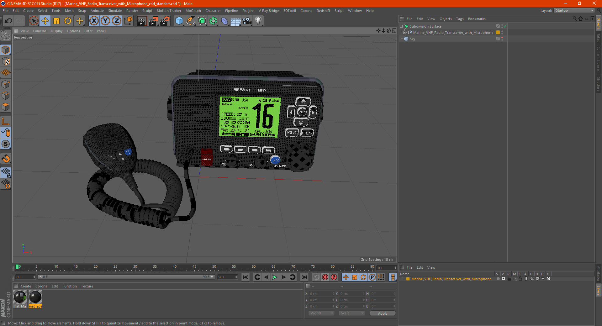 Marine VHF Radio Transceiver with Microphone 3D model