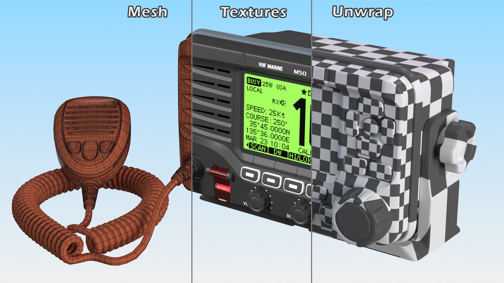 Marine VHF Radio Transceiver with Microphone 3D model