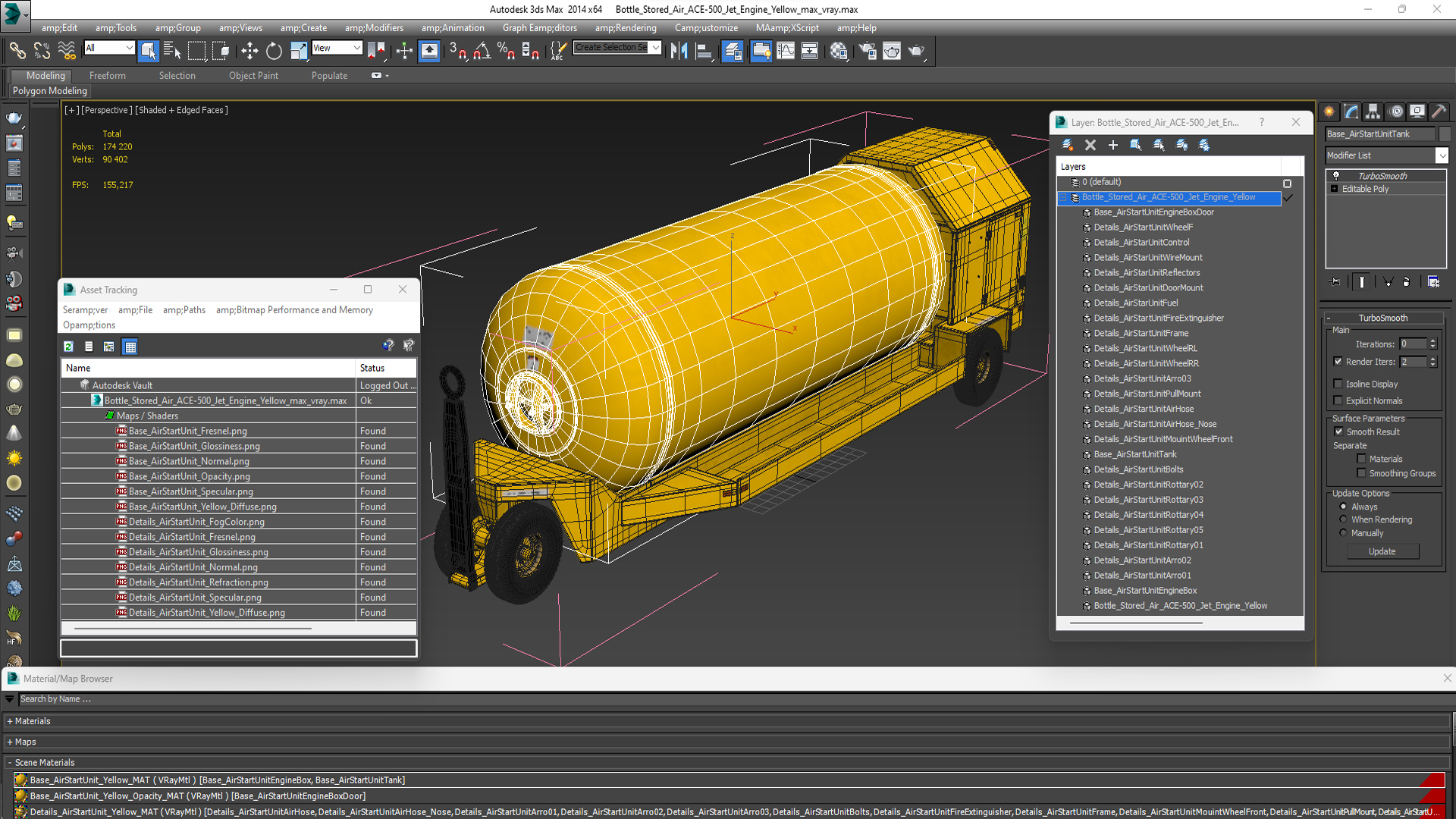 3D Bottle Stored Air ACE-500 Jet Engine Yellow model