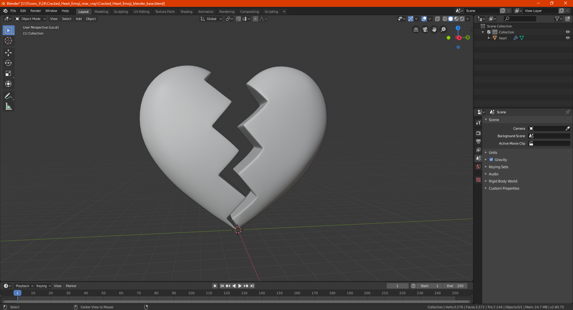 Cracked Heart Emoji 3D model