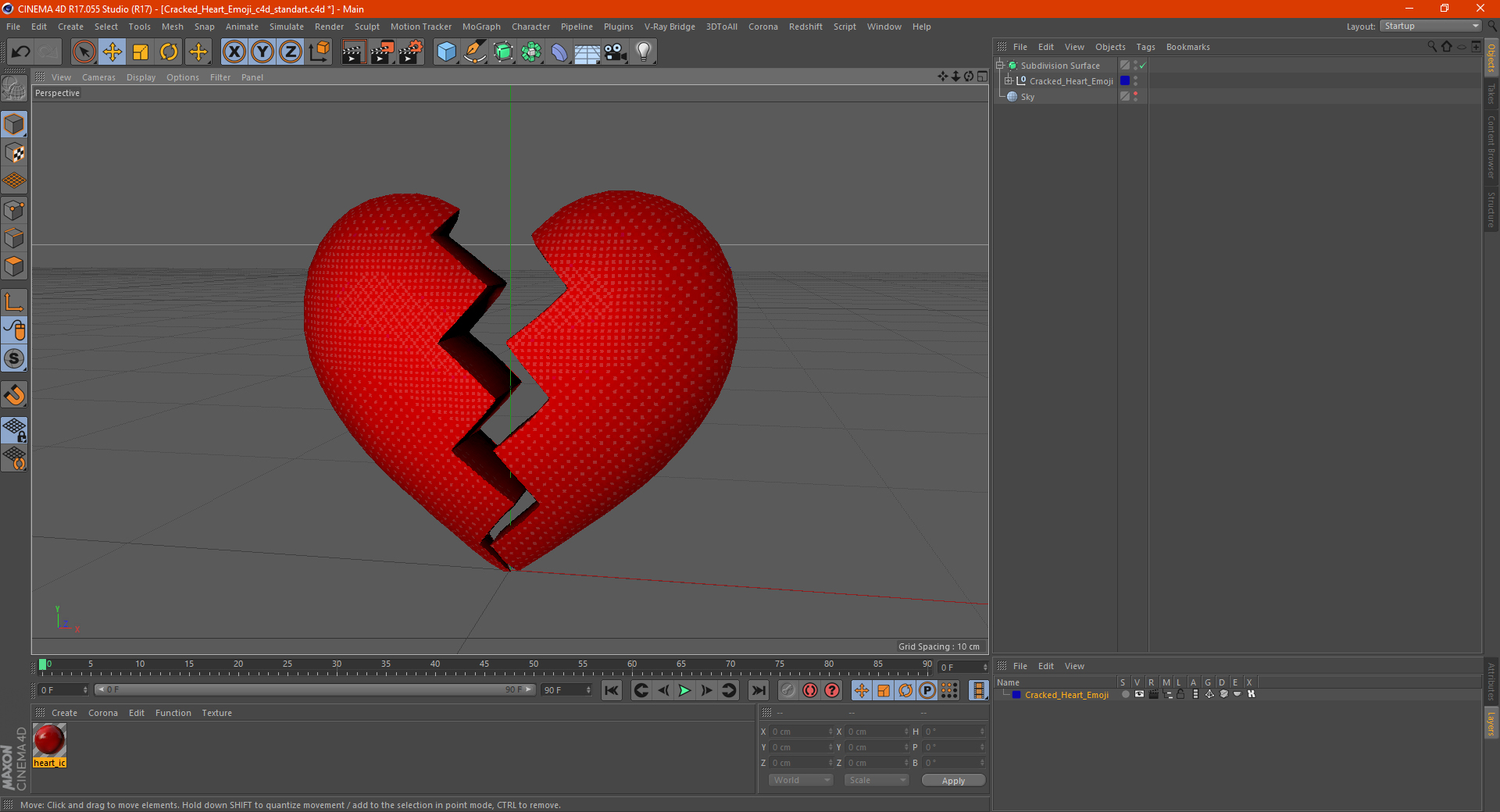 Cracked Heart Emoji 3D model