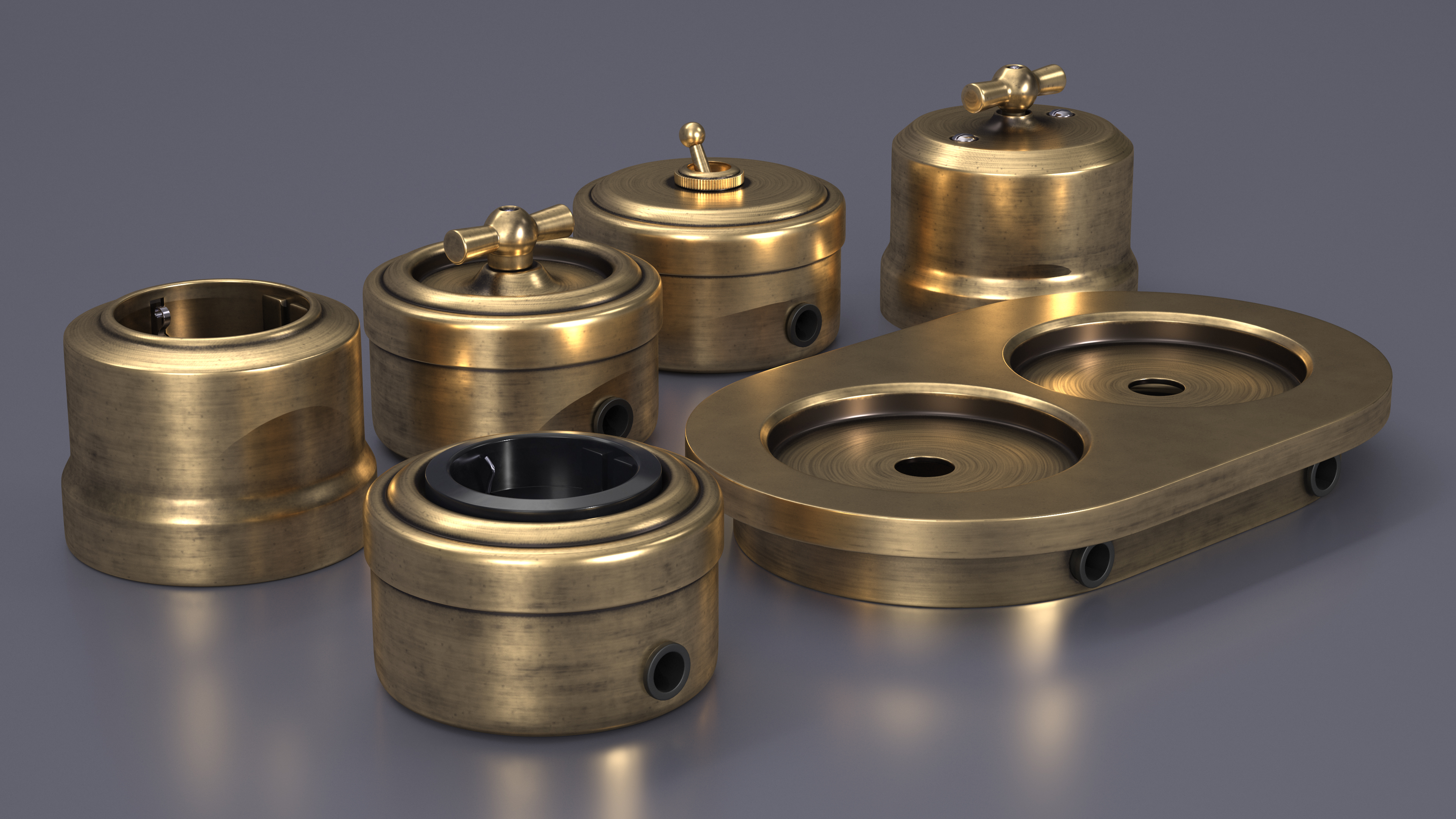 3D Retro Brass Electrical Set