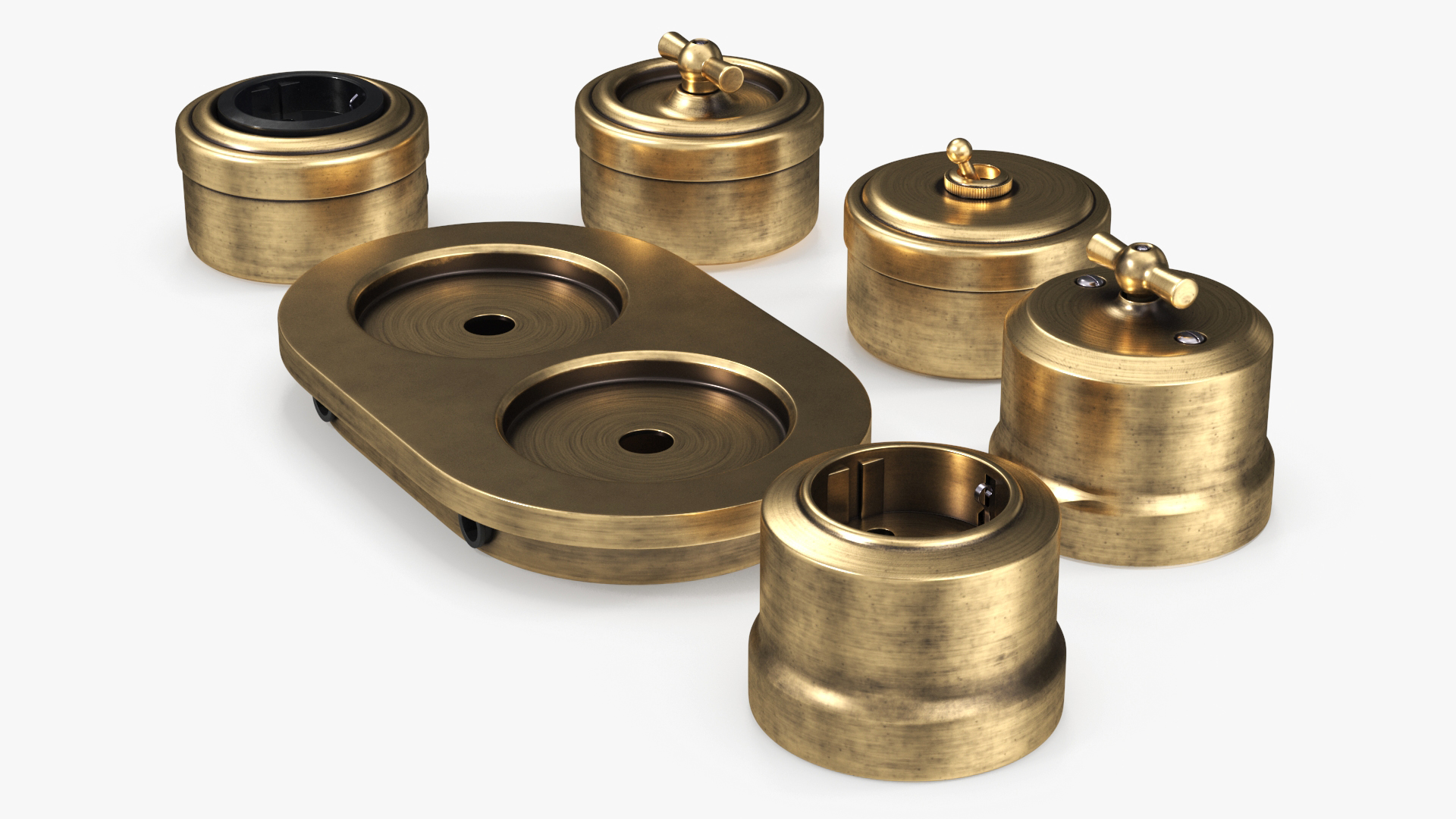 3D Retro Brass Electrical Set