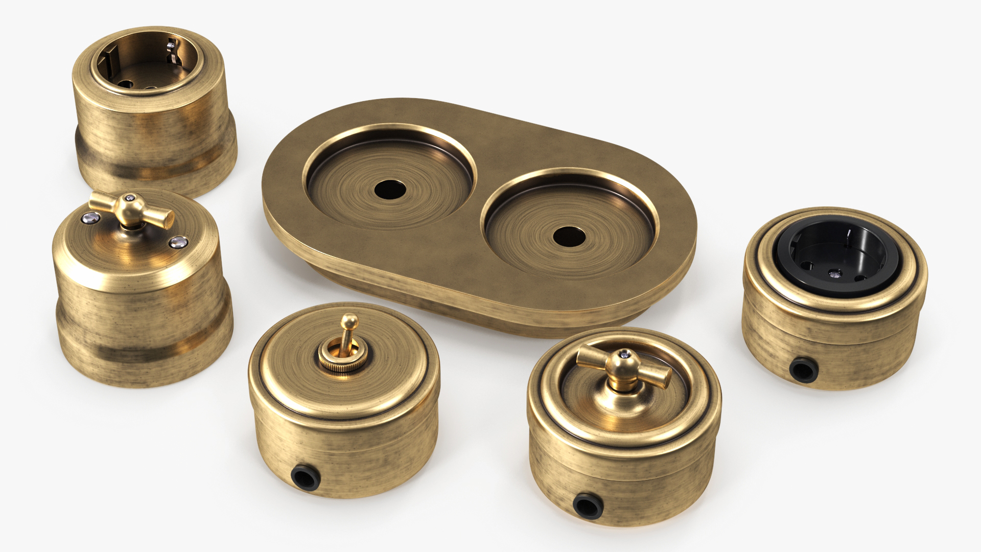 3D Retro Brass Electrical Set