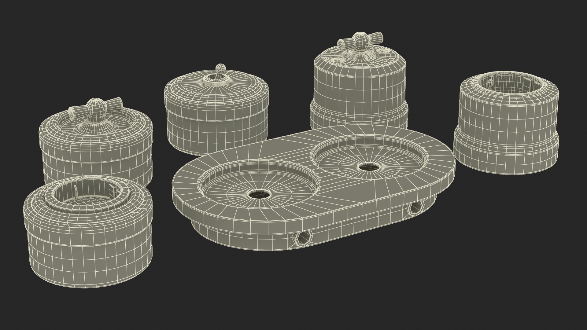 3D Retro Brass Electrical Set