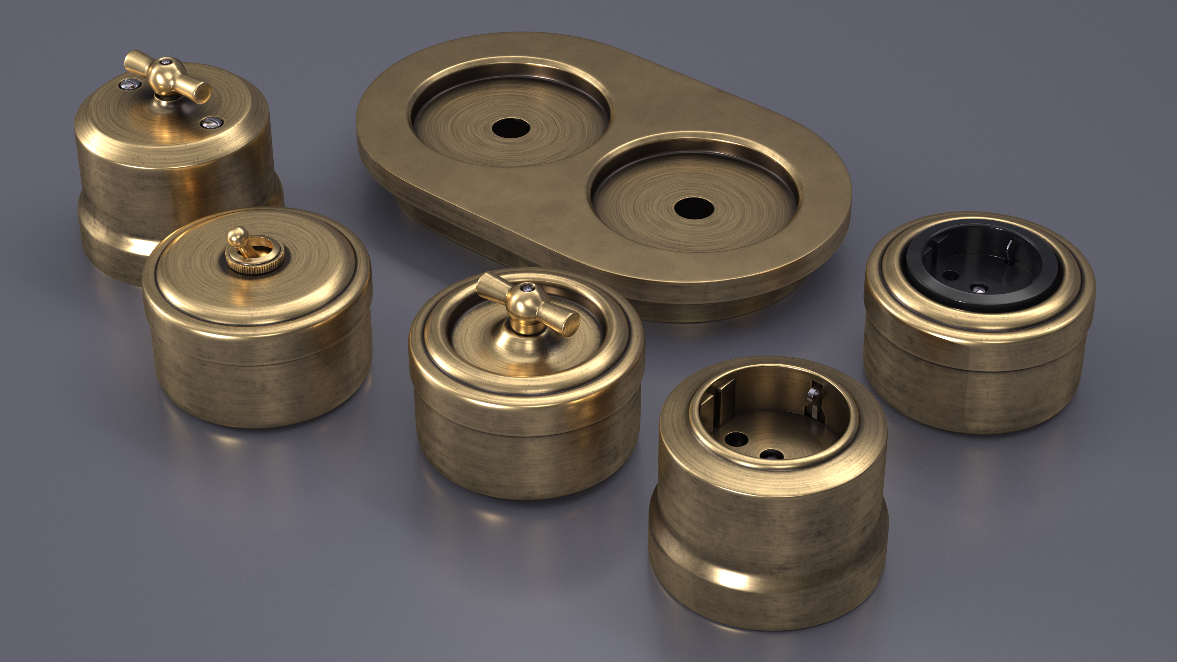 3D Retro Brass Electrical Set