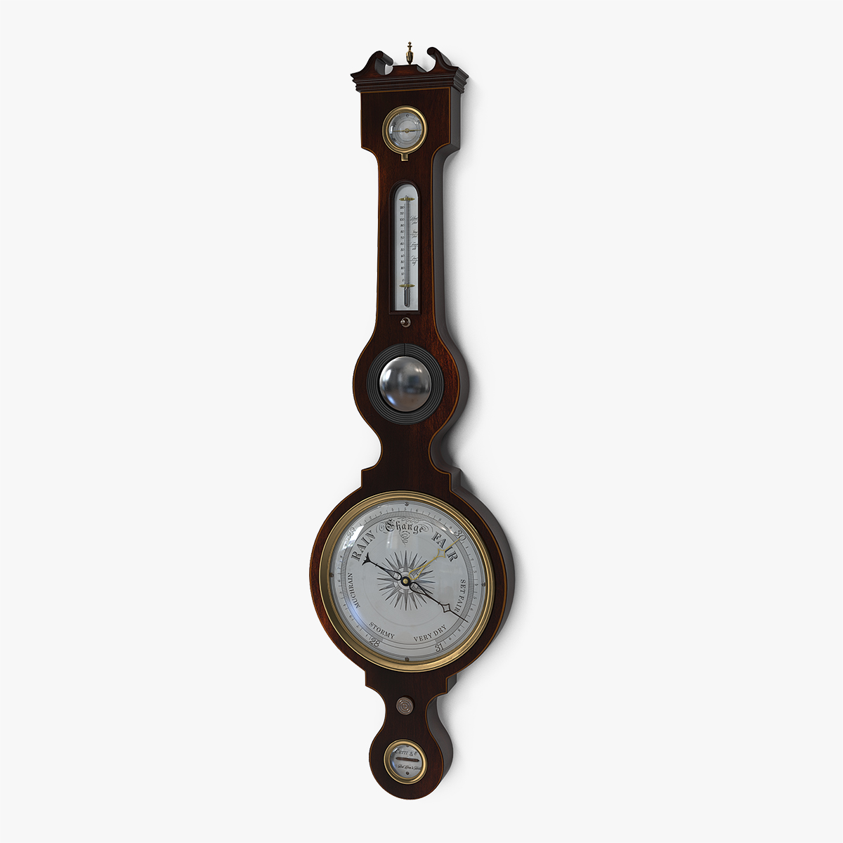Antique Mahogany Barometer 3D Model