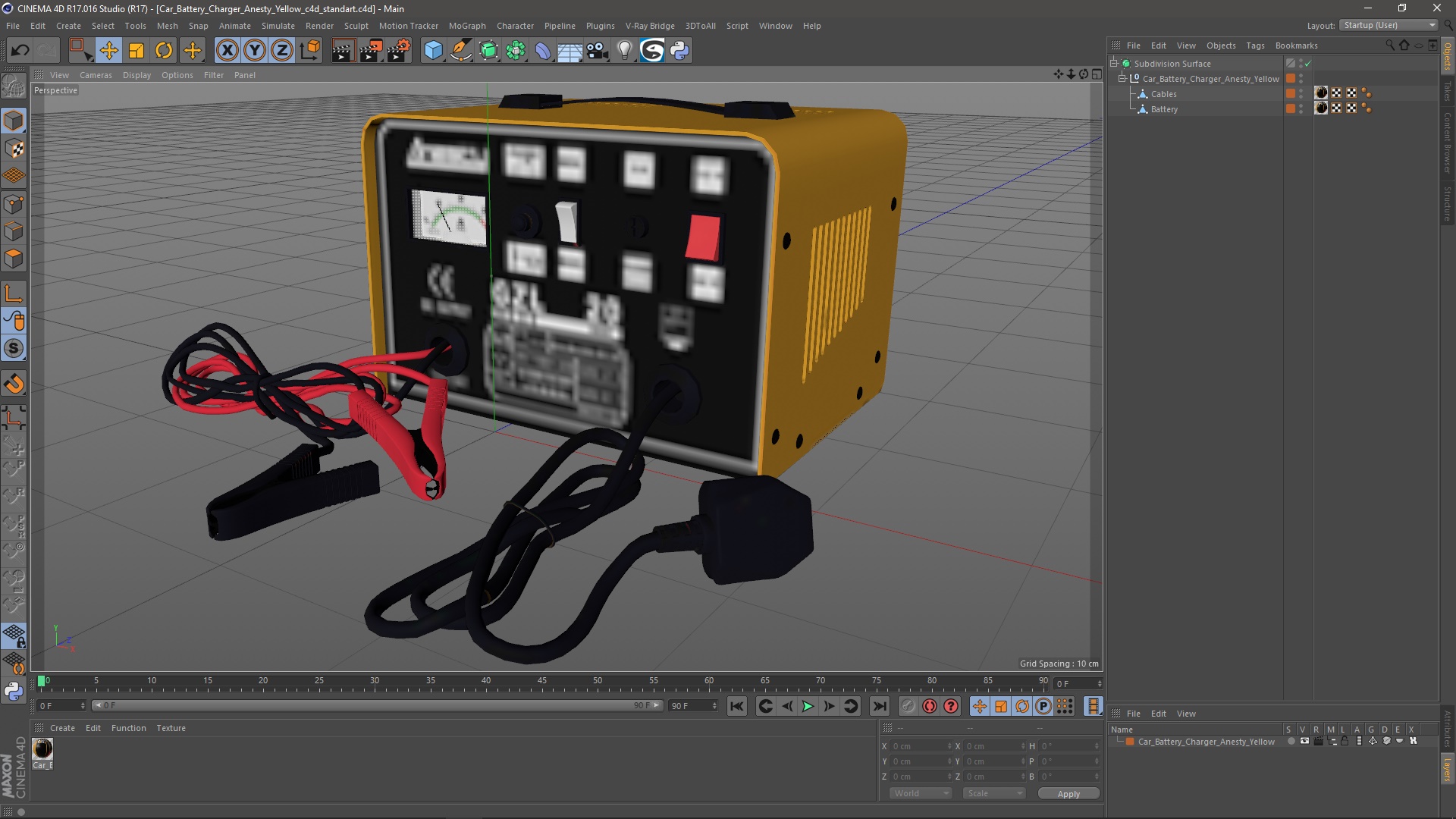 3D Car Battery Charger Anesty Yellow model
