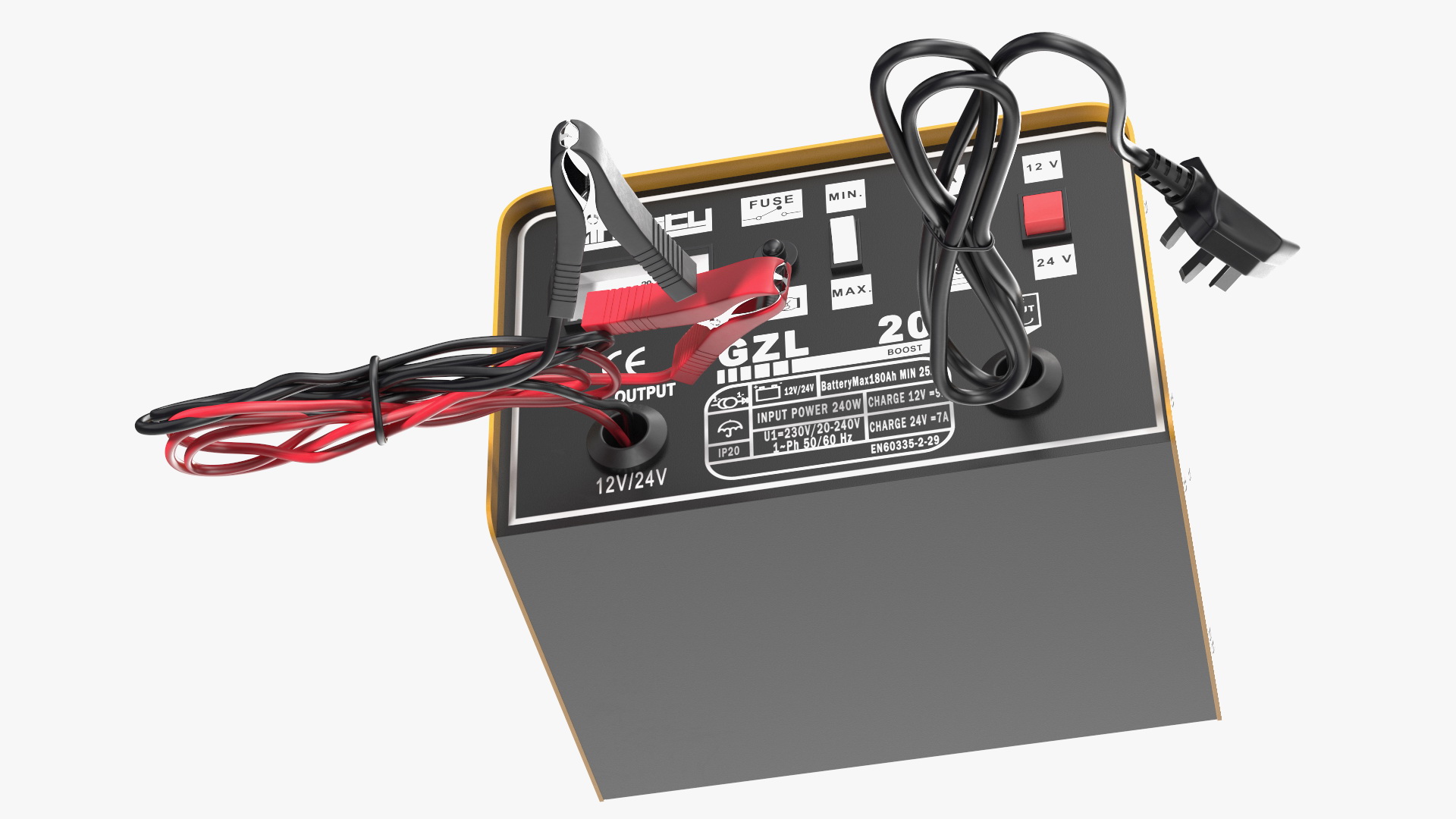 3D Car Battery Charger Anesty Yellow model