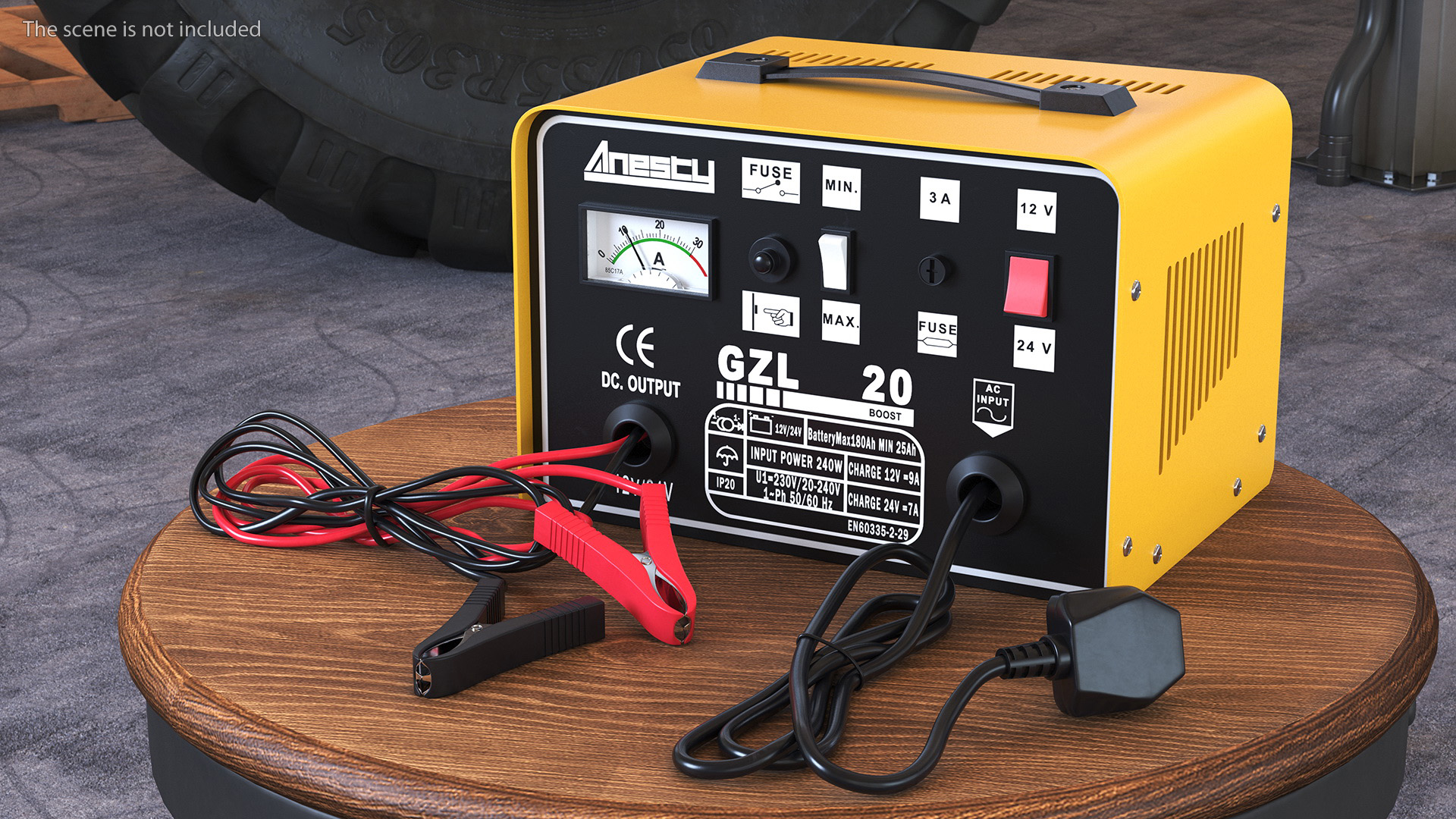 3D Car Battery Charger Anesty Yellow model