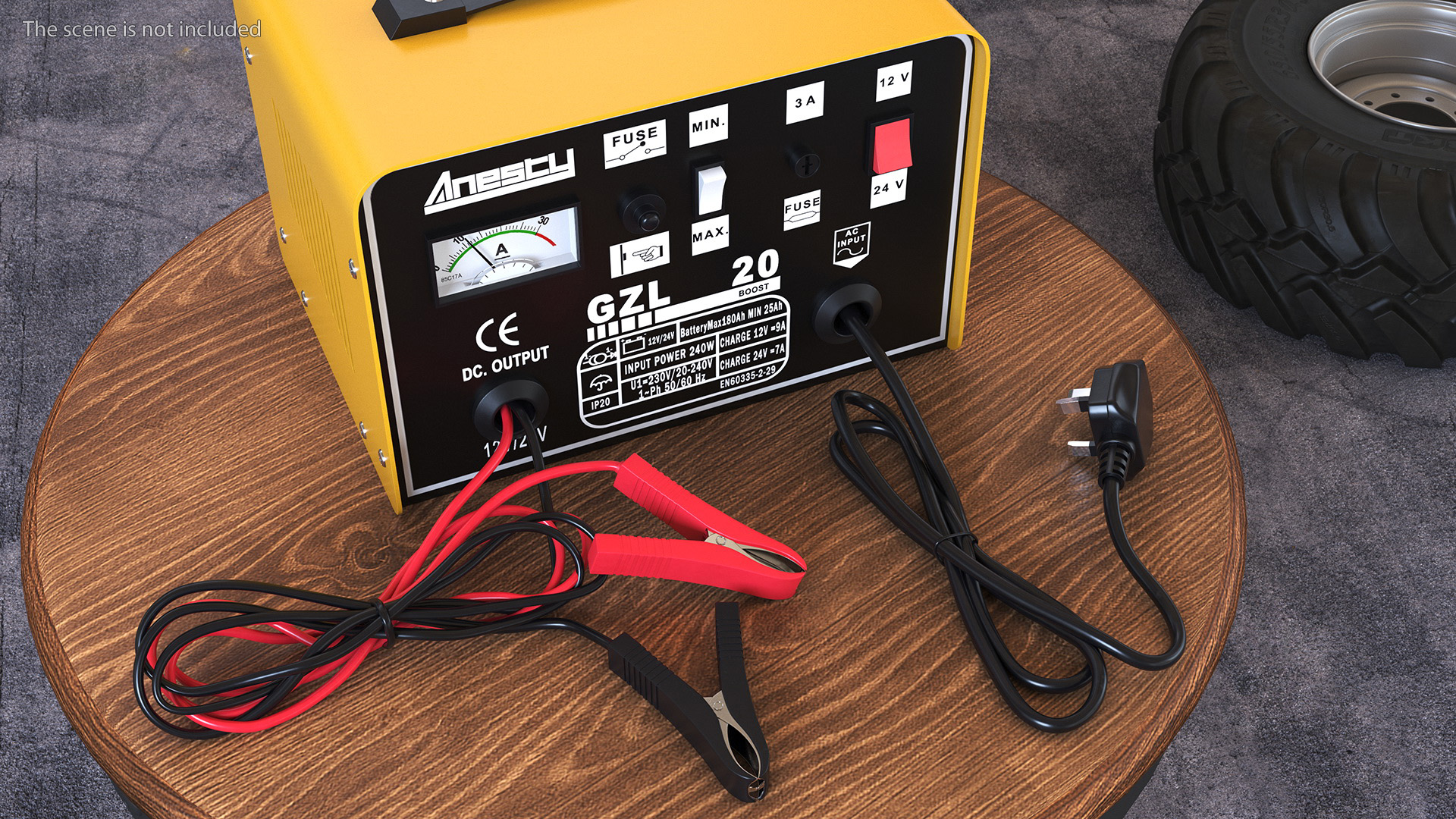 3D Car Battery Charger Anesty Yellow model